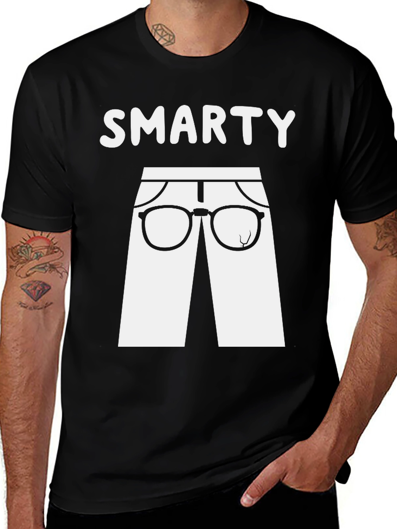 Variant 30 of Smarty T-Shirt - Black Cotton Tee with Fun Design
