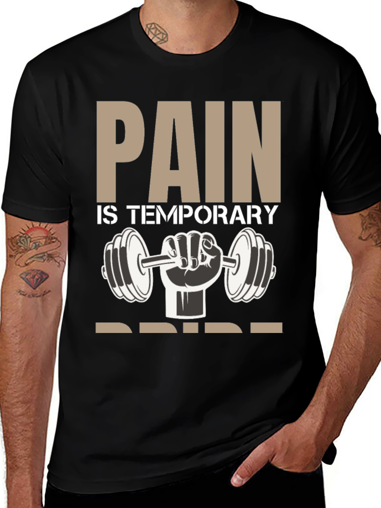 Pain is Temporary Pride T-Shirt Gym Workout Motivation
