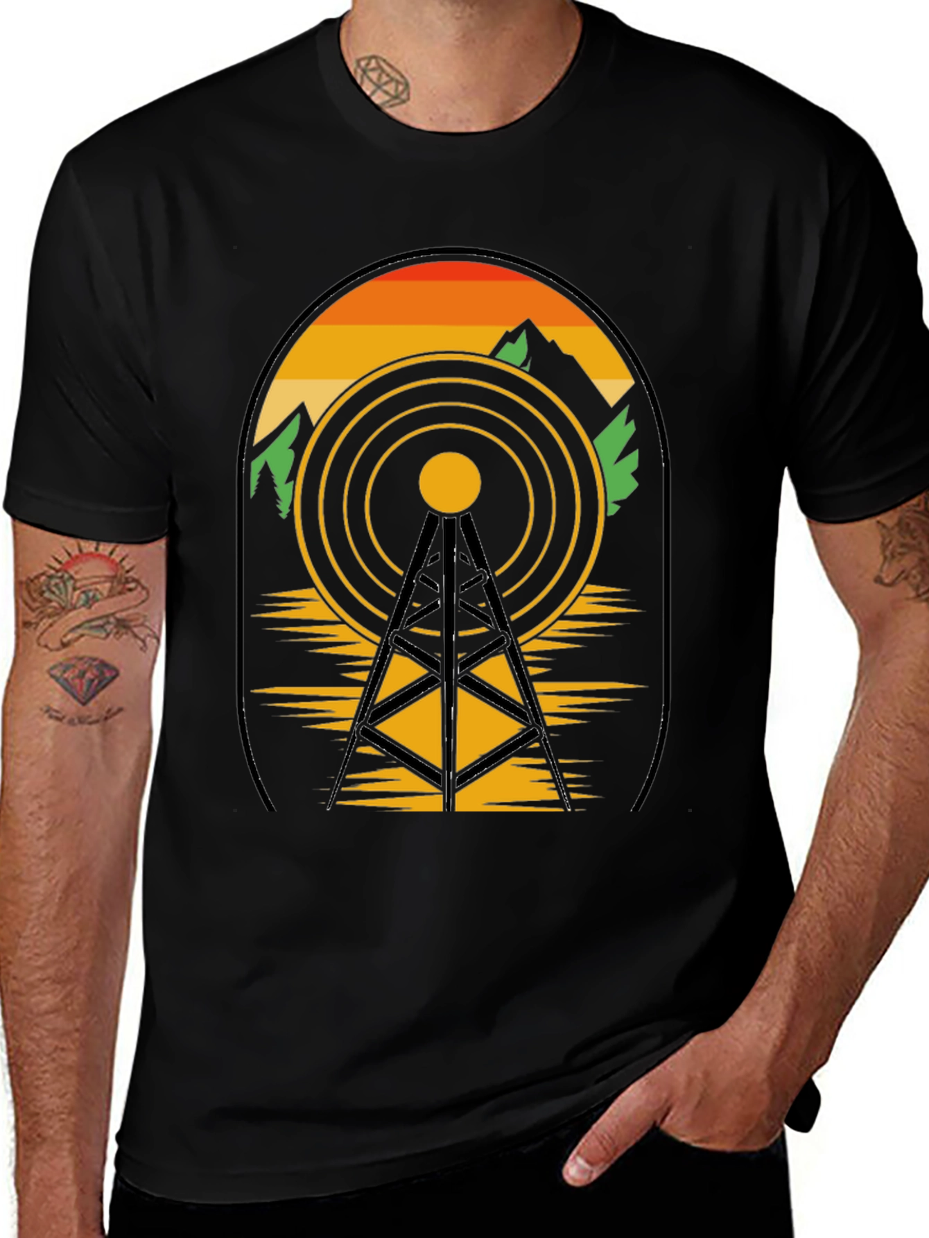 Variant 14 of Sunset Radio Tower Graphic Tee