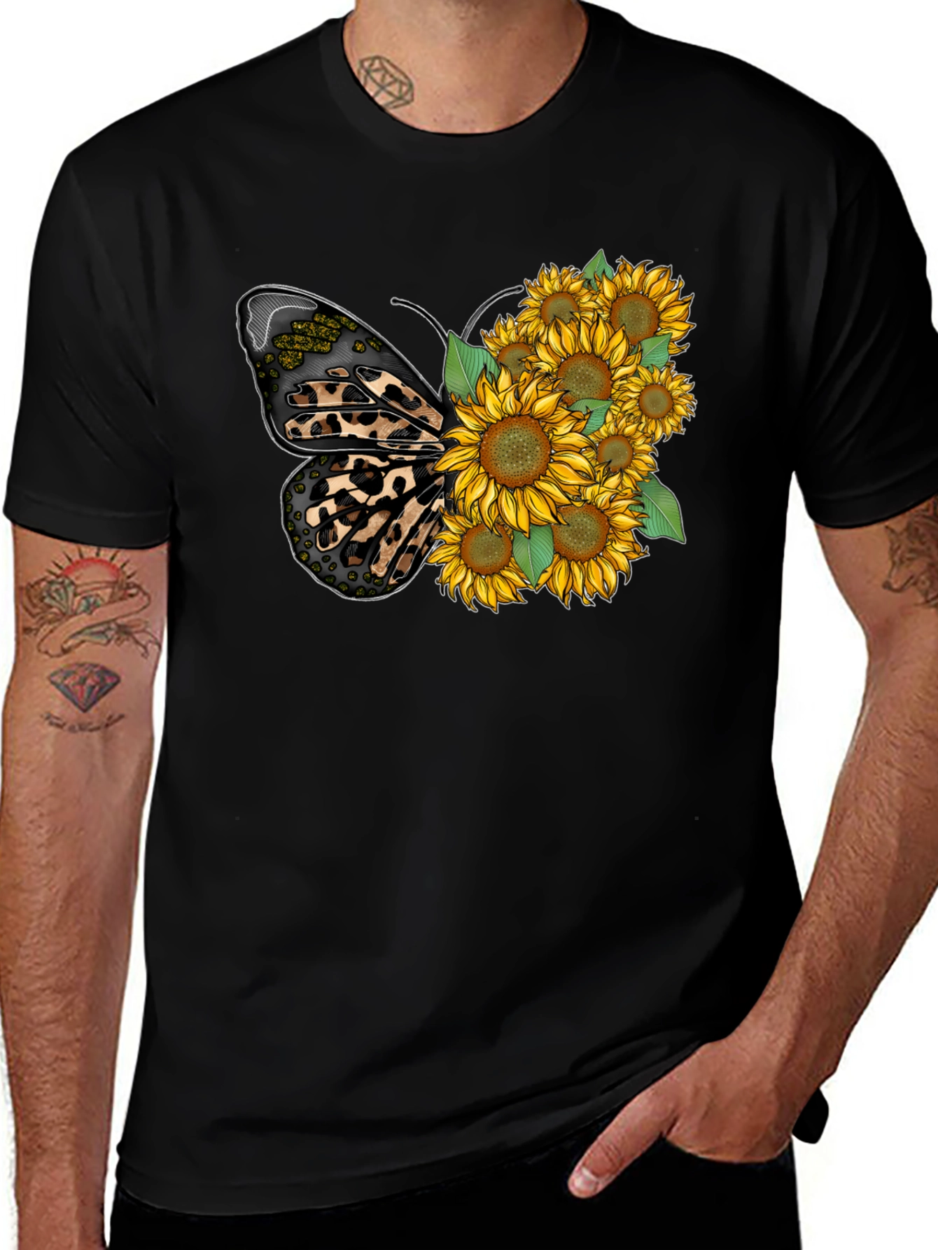 Variant 18 of Sunflower Leopard Butterfly Graphic Tee