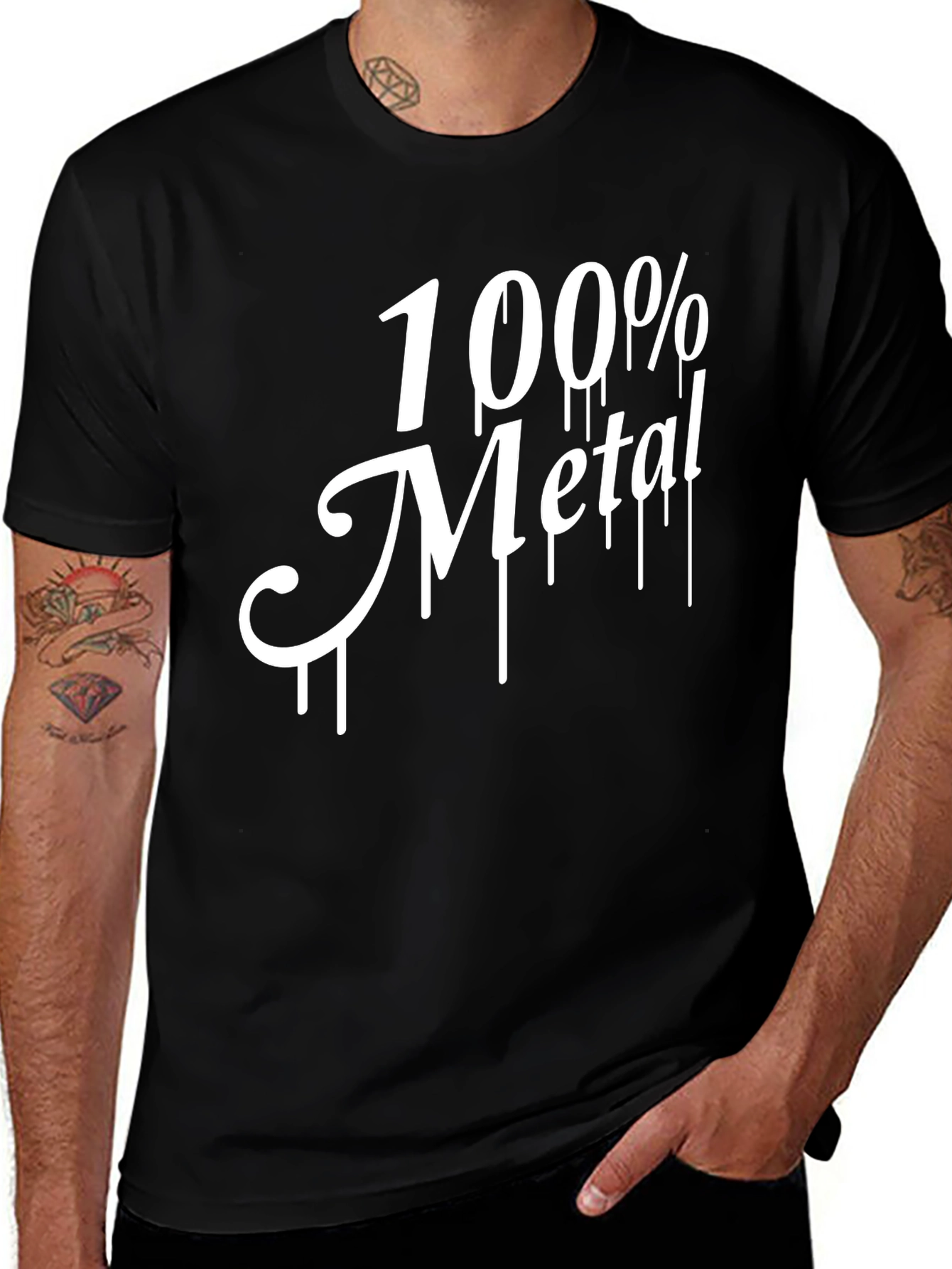 Variant 13 of 100% Metal Graphic Print Black T-Shirt