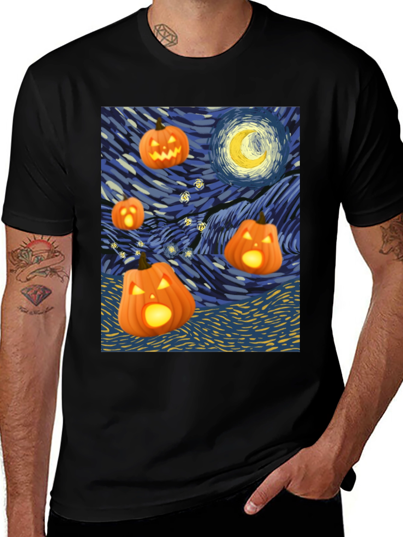 Variant 26 of Starry Night Halloween Pumpkin T-Shirt