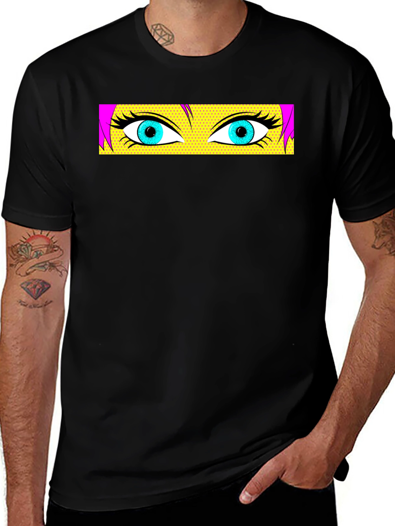 Variant 17 of Pop Art Eyes Graphic Black T-Shirt