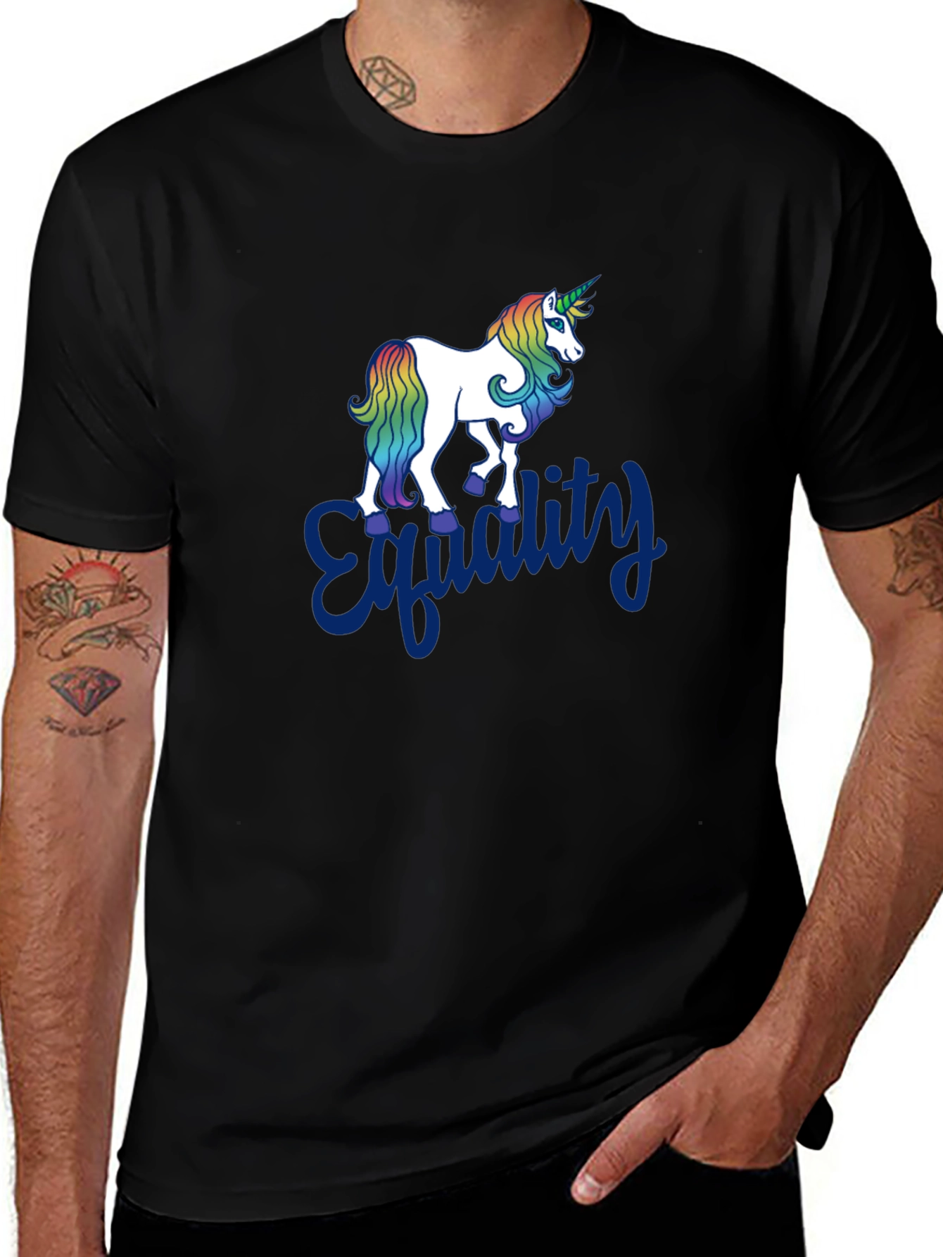 Equality Unicorn Graphic Tee - Black Cotton Comfort