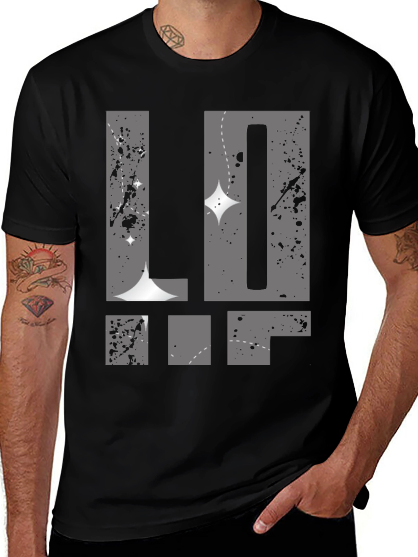 Variant 8 of Abstract Graphic Print T-Shirt - Men's Black Tee