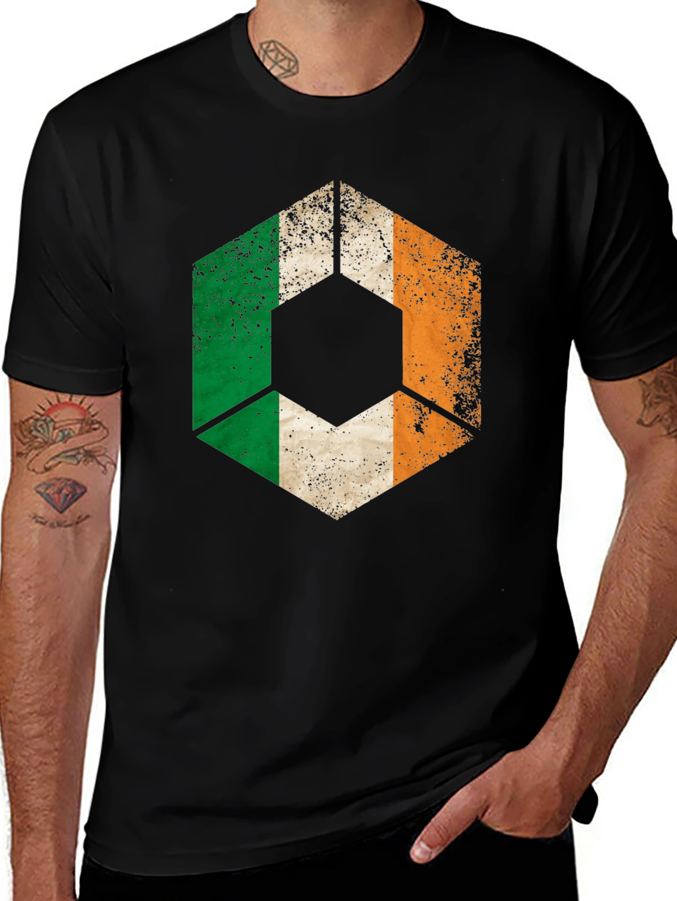 Ireland Flag Geometric T-Shirt - Distressed Graphic Tee
