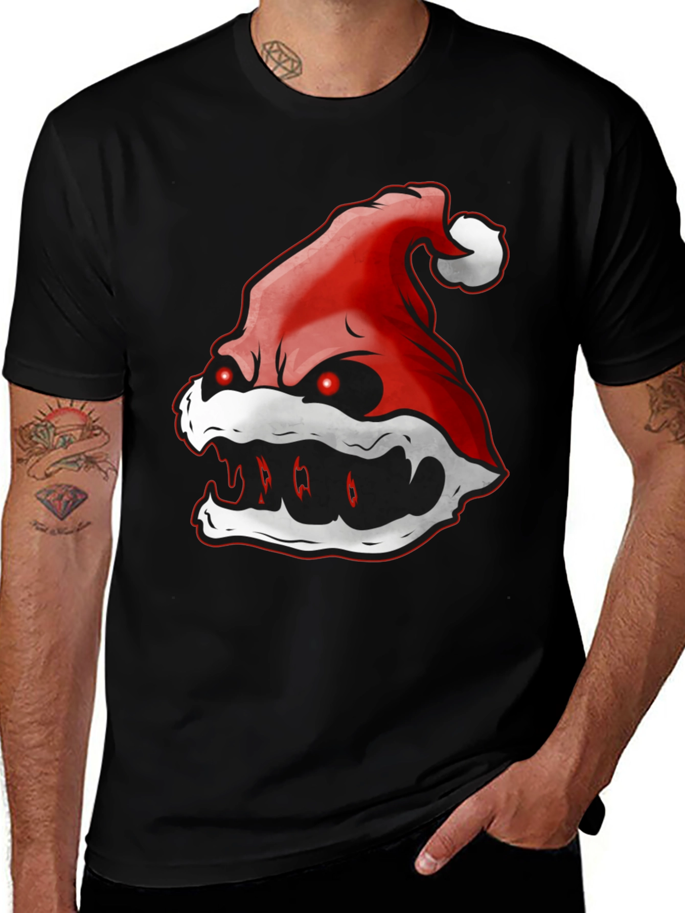 Variant 18 of Evil Santa Hat Graphic T-Shirt - Holiday Horror
