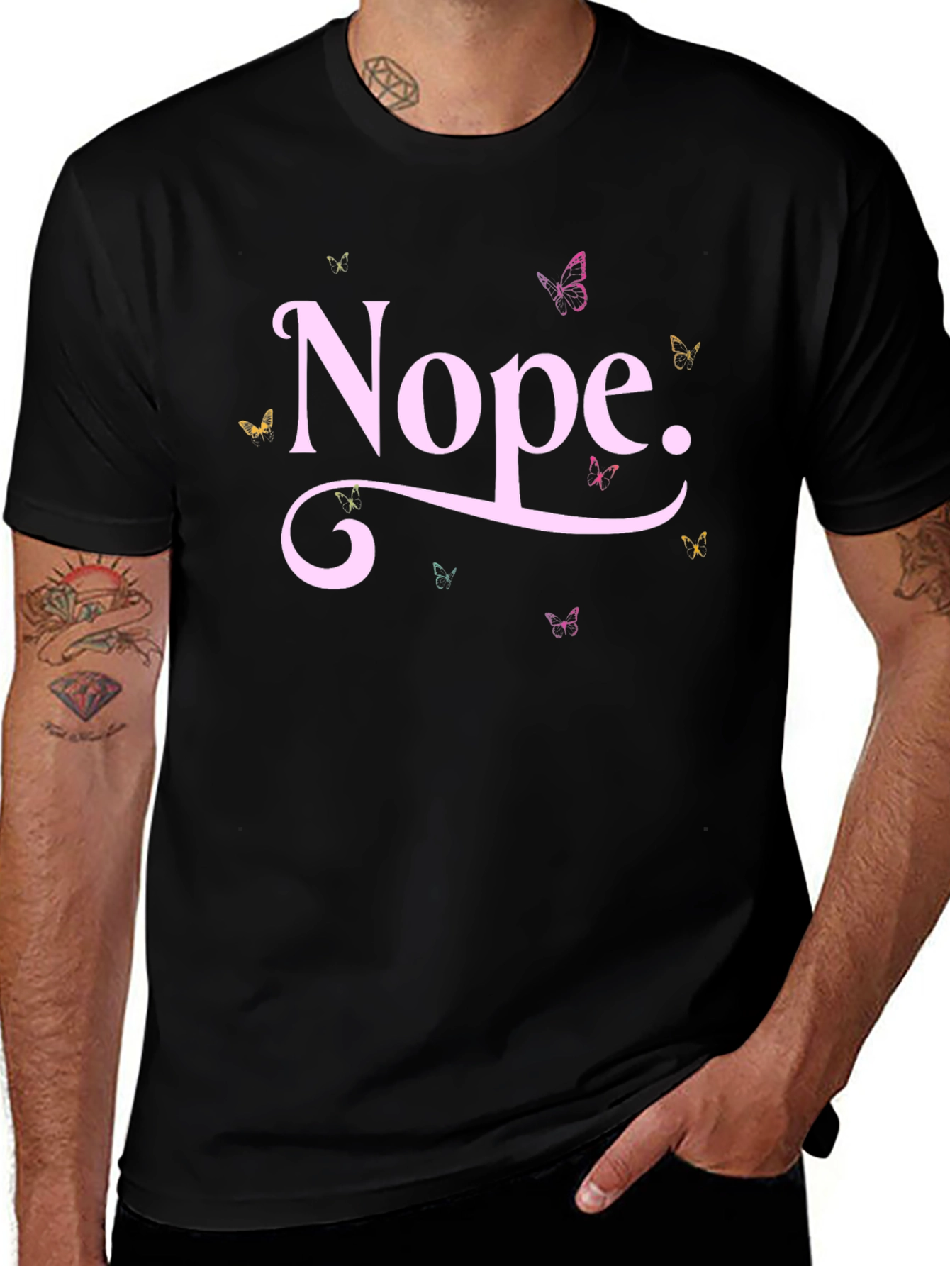 Variant 18 of Nope Butterfly Graphic Tee - Trendy Casual T-Shirt