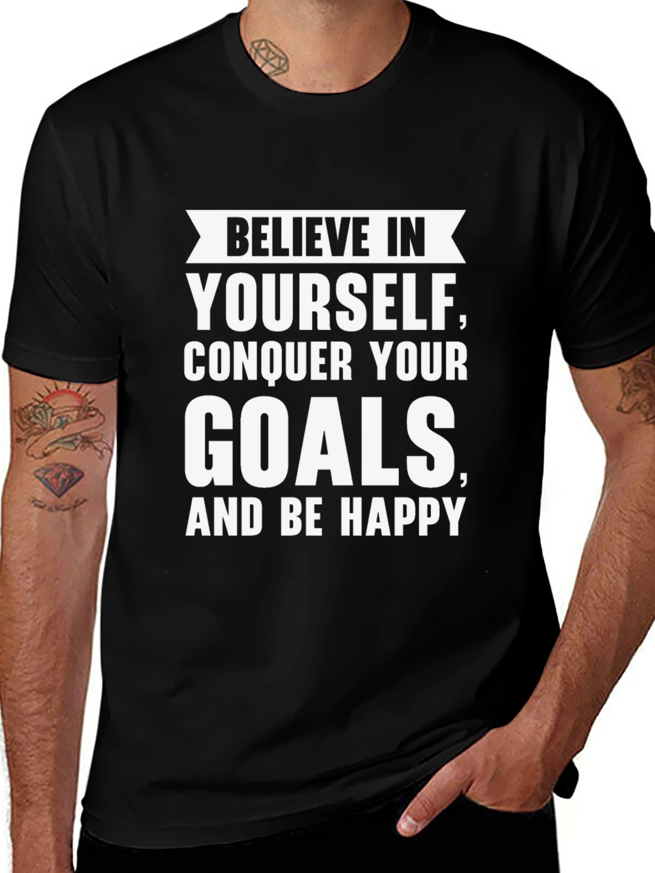Variant 24 of Believe in Yourself T-Shirt: Conquer Your Goals, Be Happy