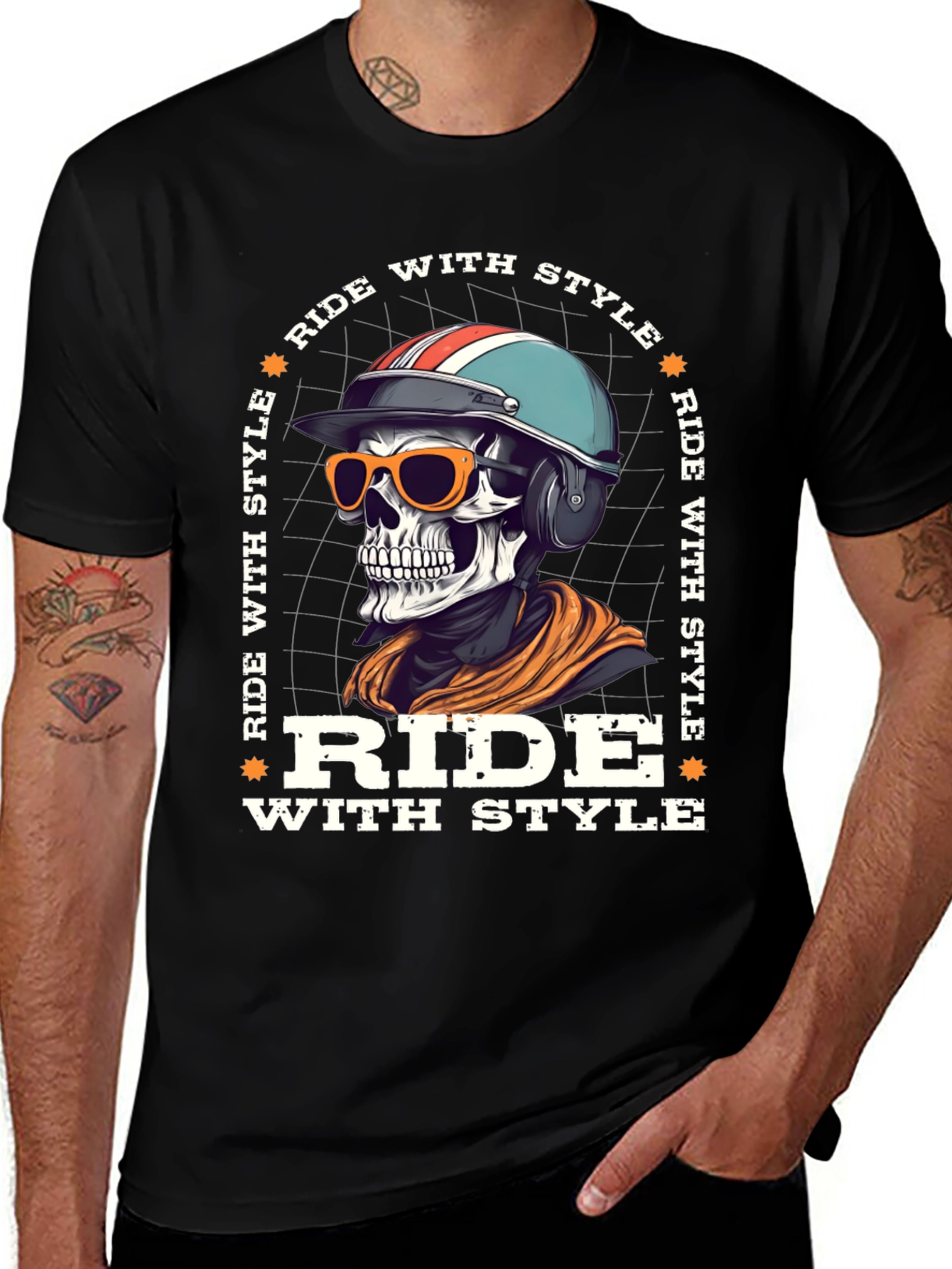 Variant 11 of Ride With Style Skeleton Graphic Tee