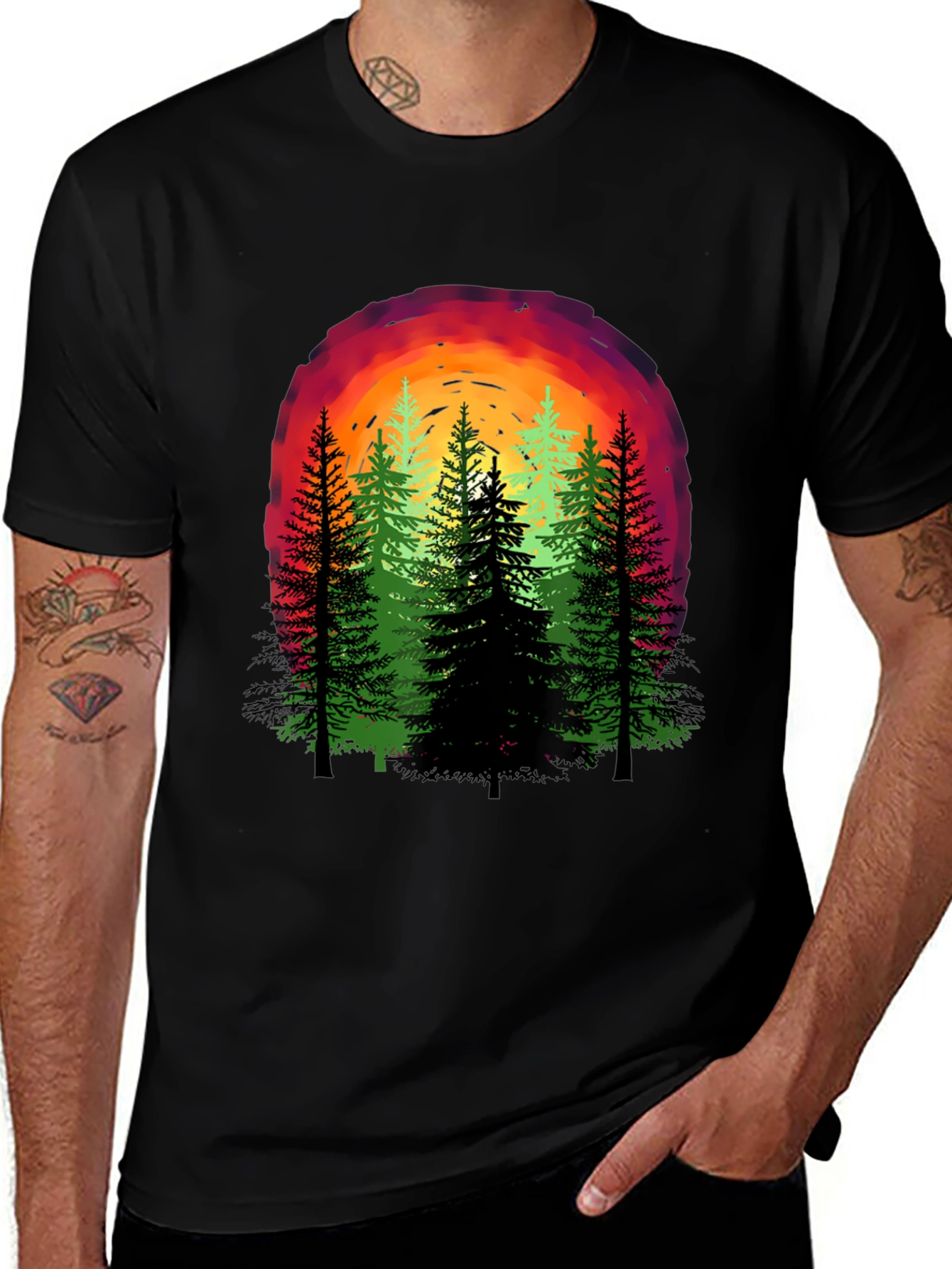 Variant 3 of Sunset Forest Graphic Tee - Nature Lover's T-Shirt