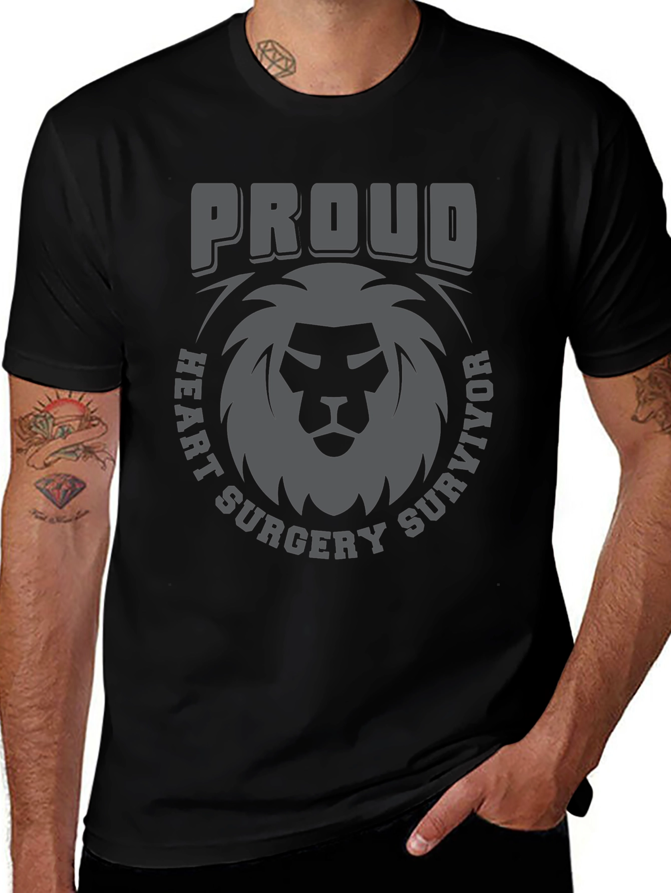 Proud Heart Surgery Survivor Lion Graphic Tee