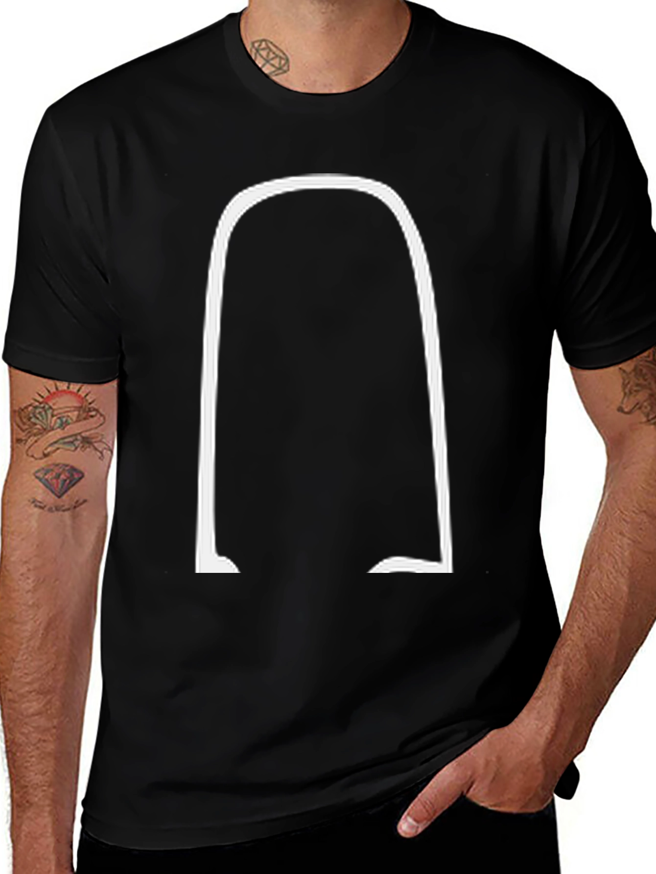 Variant 22 of Abstract White Outline on Black Tee