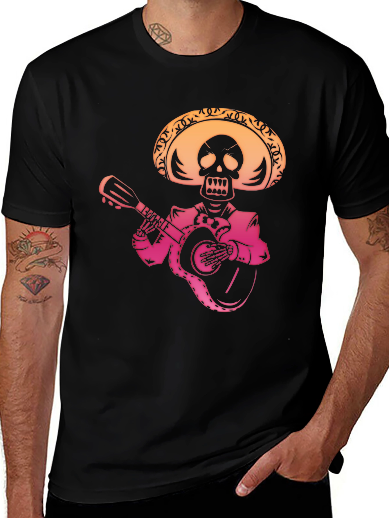 Variant 15 of Mariachi Skeleton T-Shirt - Day of the Dead Style