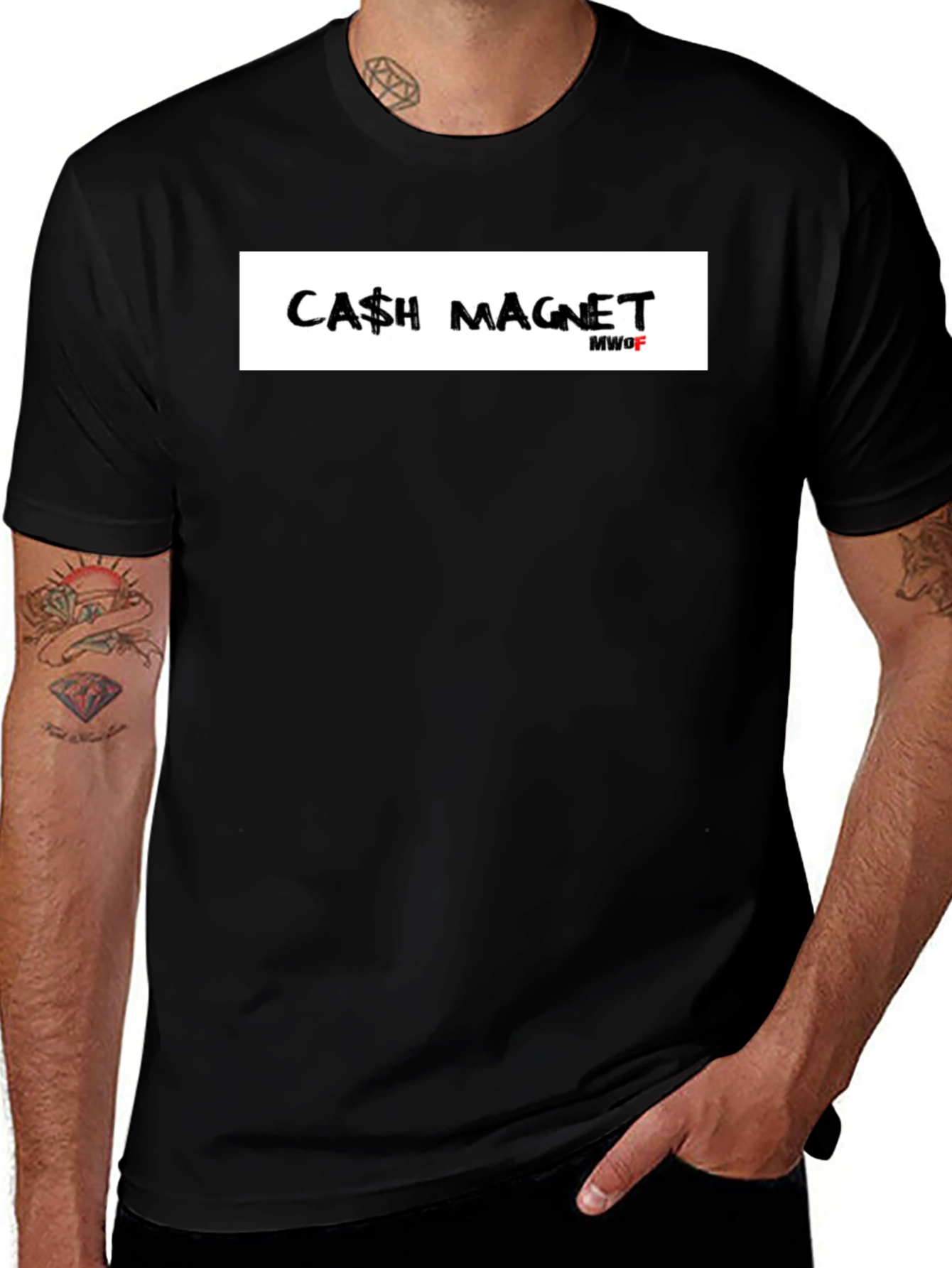 Variant 18 of Cash Magnet Graphic T-Shirt - Black Crew Neck Tee