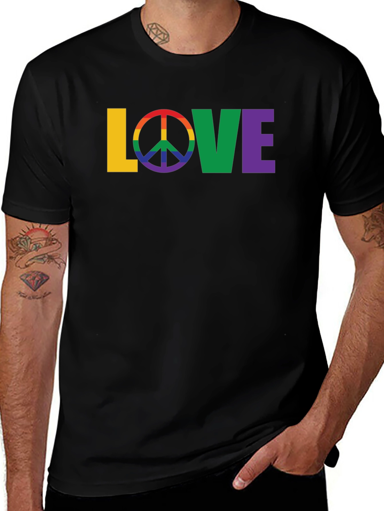 Variant 16 of Rainbow Peace Love Graphic T-Shirt