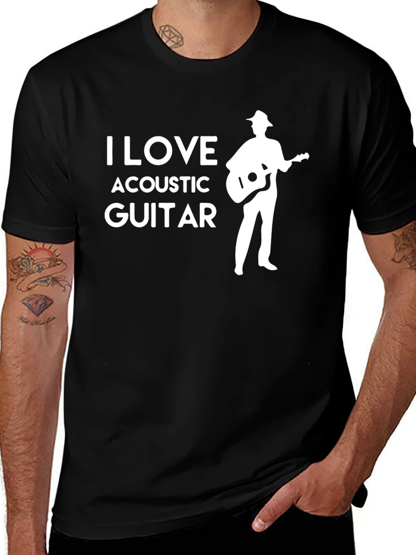 Variant 13 of I Love Acoustic Guitar T-Shirt - Musician Apparel
