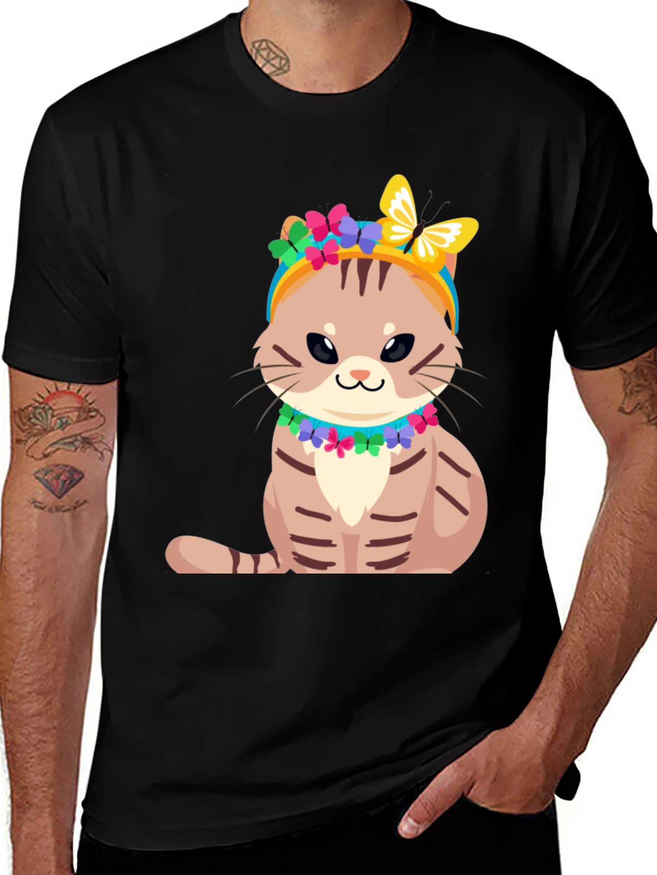 Variant 19 of Cat T-Shirt - Cute Kitten with Floral Headband