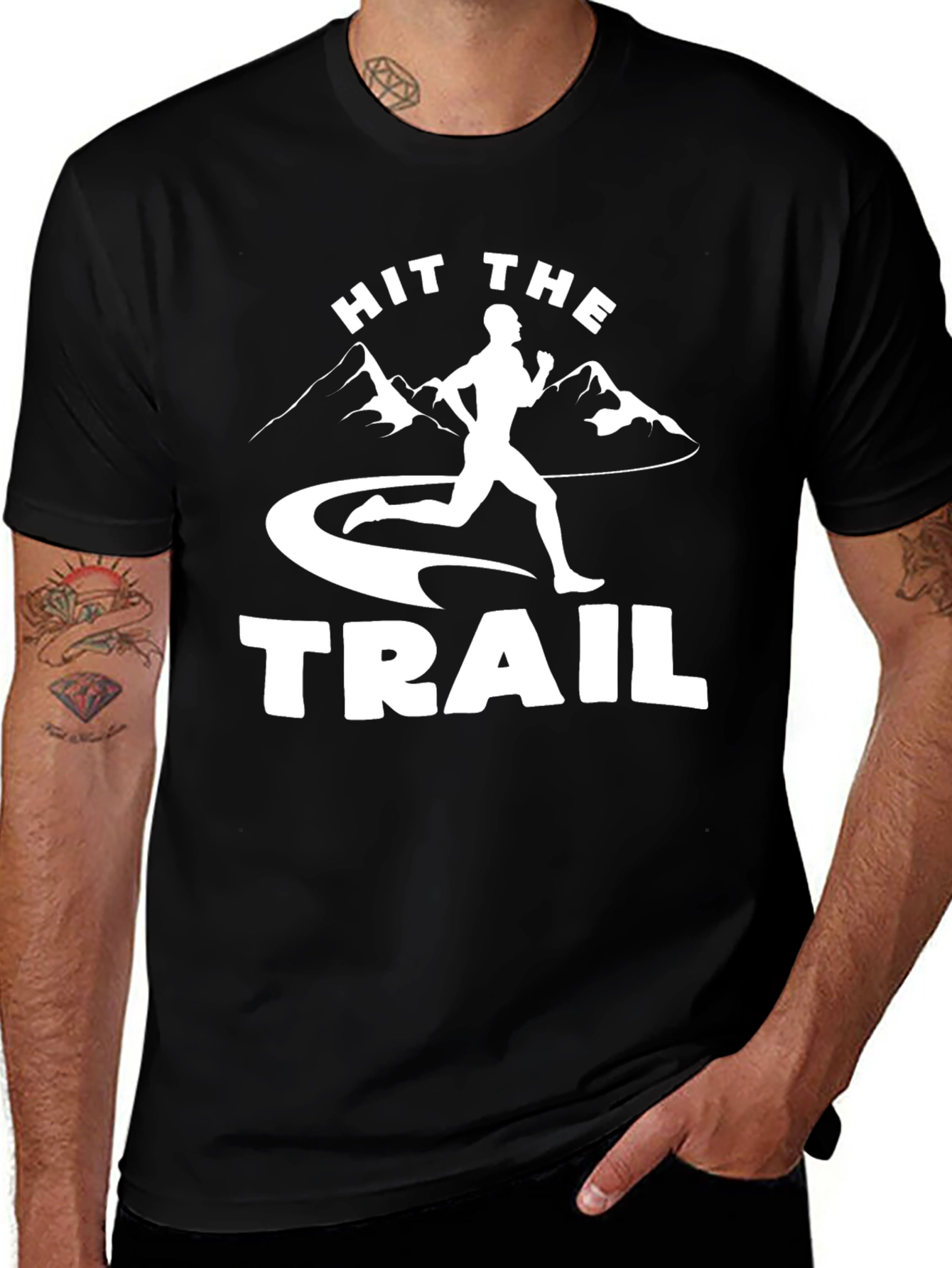Variant 3 of Hit the Trail Black Graphic Tee for Runners