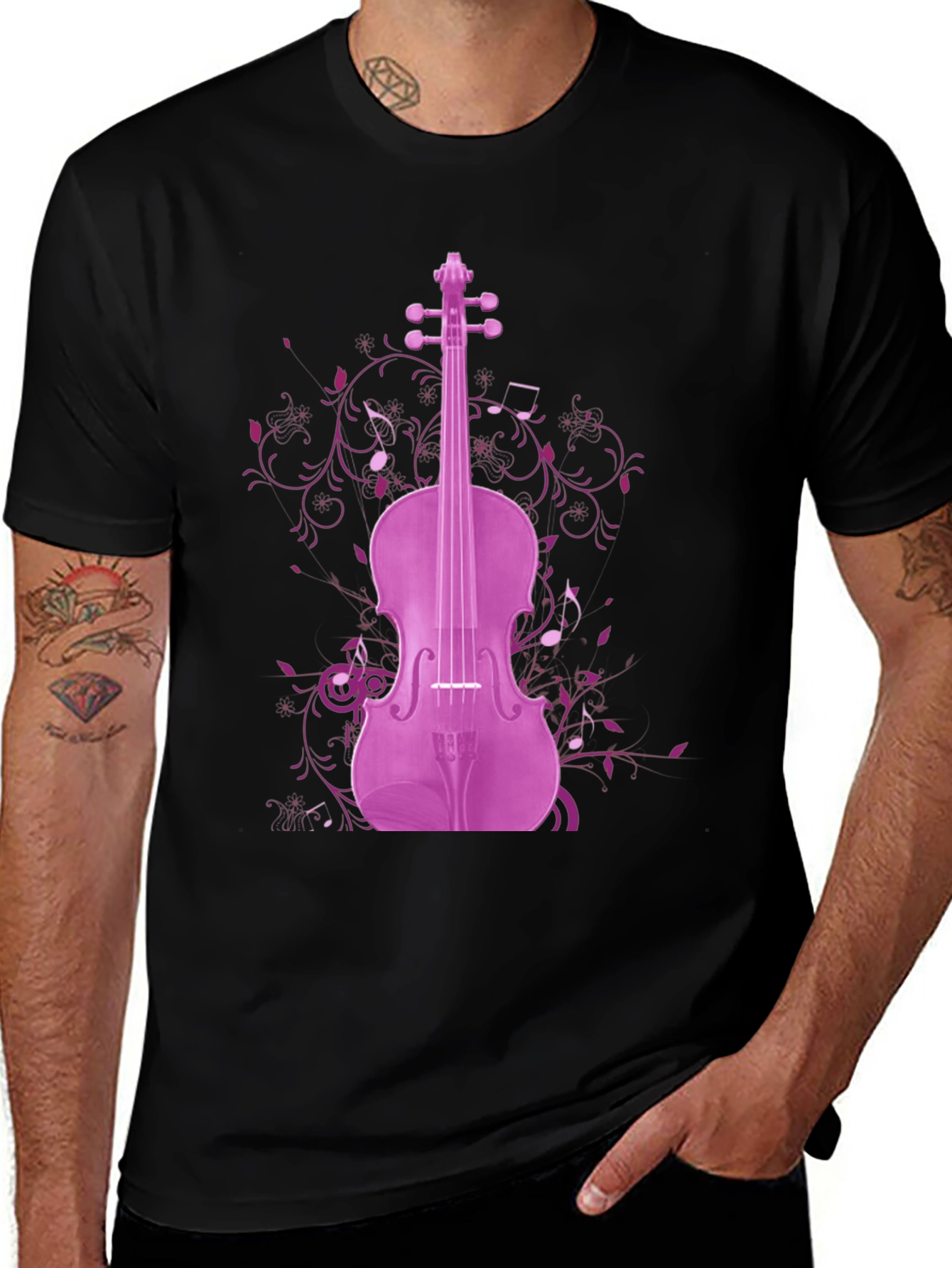 Variant 16 of Musical Violin Graphic Tee - Black