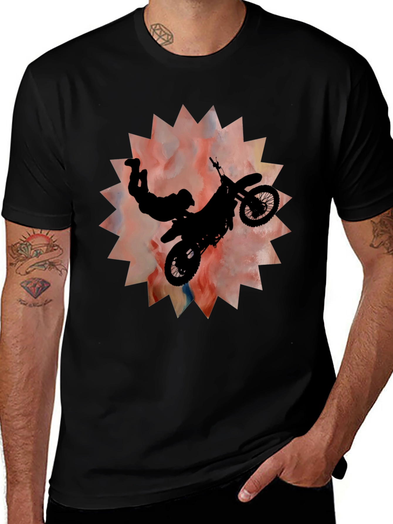 Variant 19 of Motocross Stunt T-Shirt - Black Graphic Tee