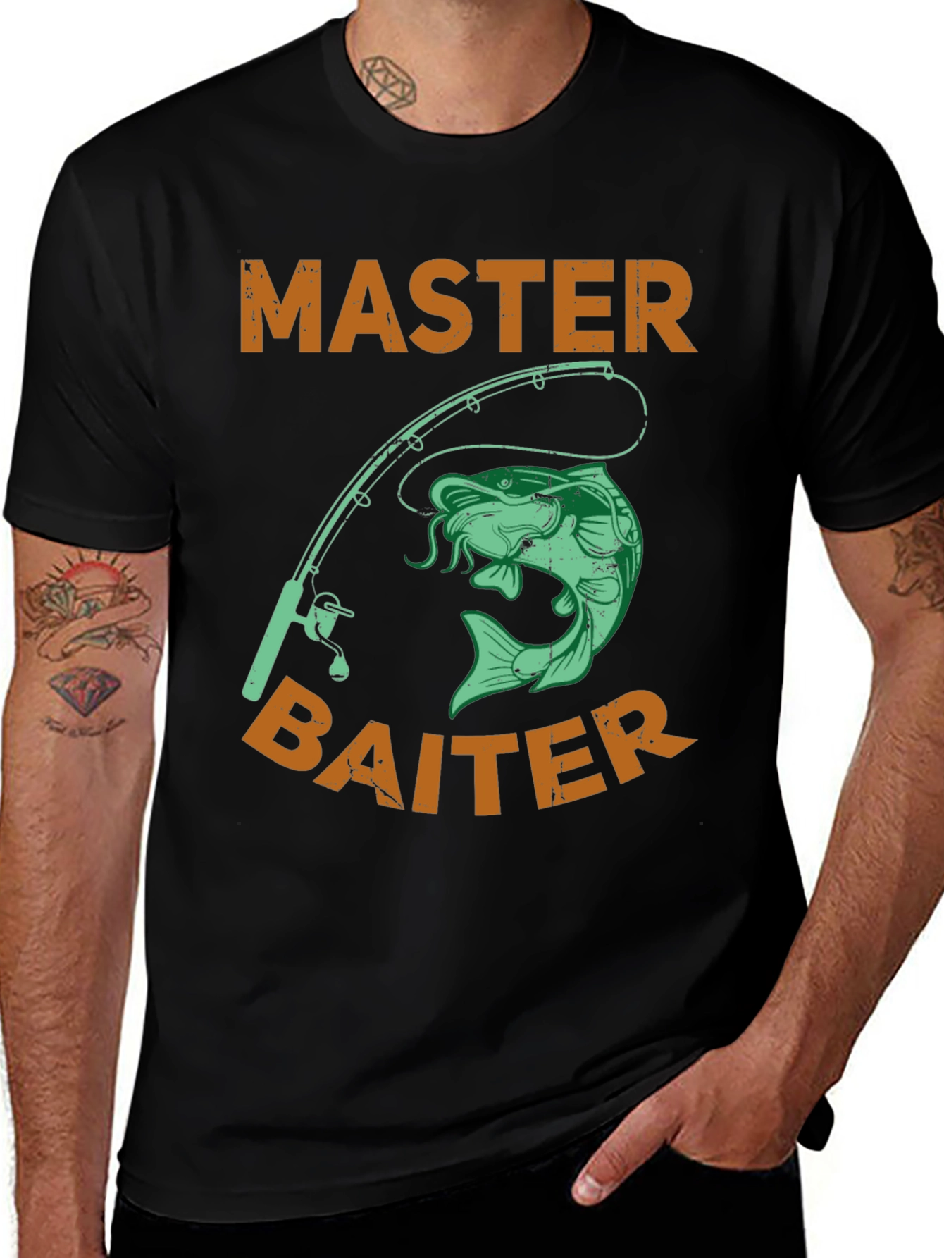 Black Master Baiter Fishing T-Shirt - Novelty Humor Tee main image