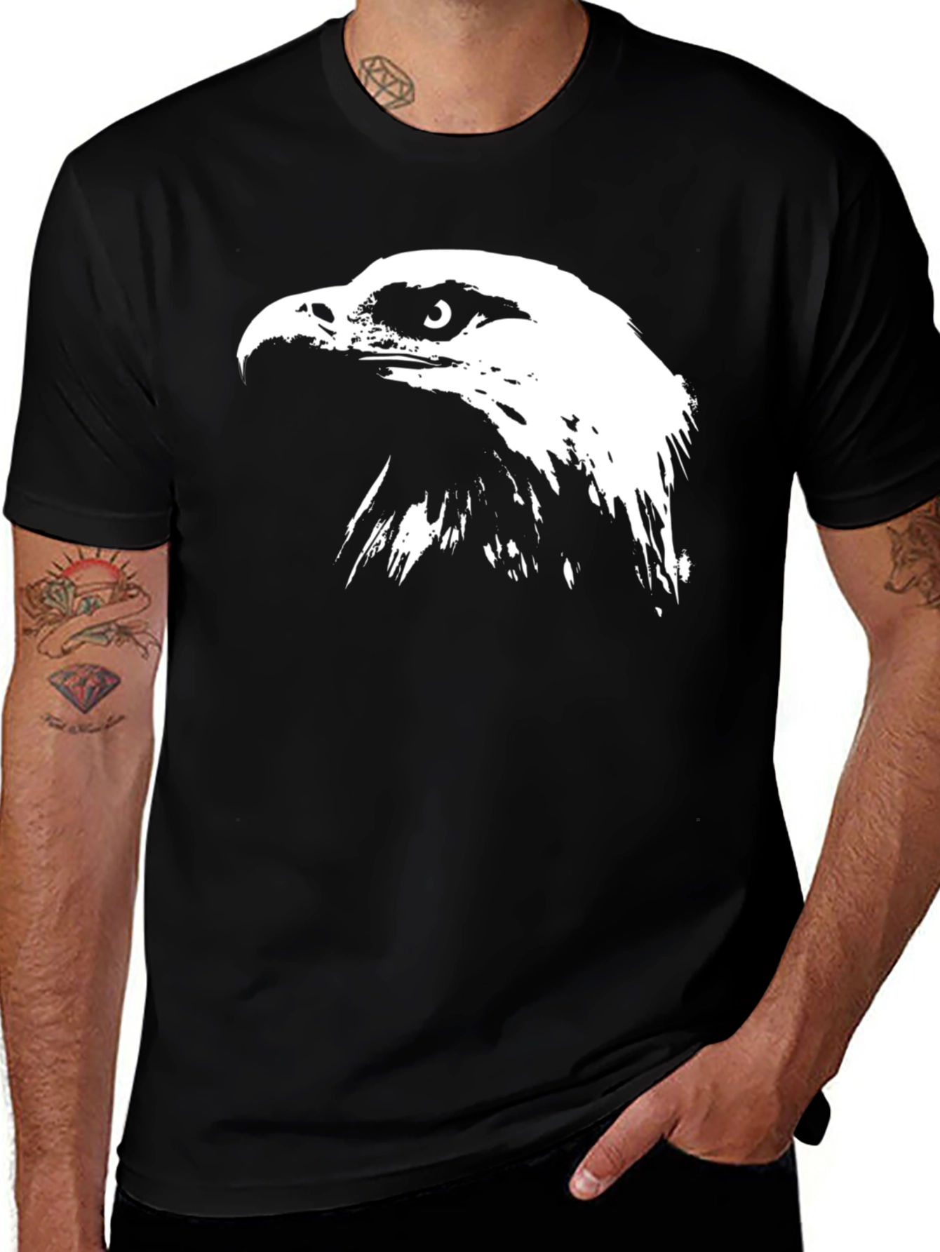 Variant 13 of Black T-Shirt with Bold Eagle Graphic Print