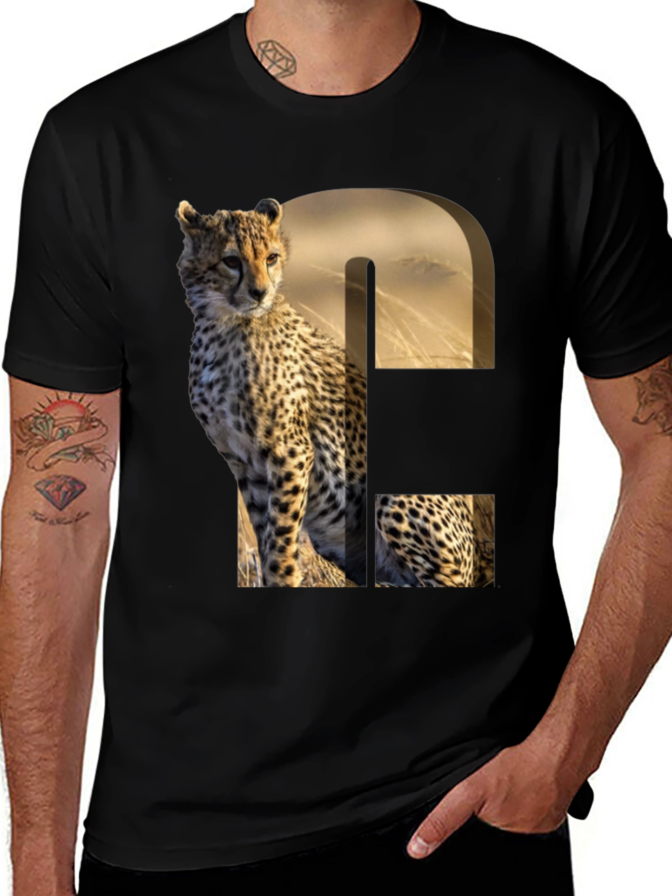 Variant 17 of Cheetah Print Graphic Tee - Unique Animal Design