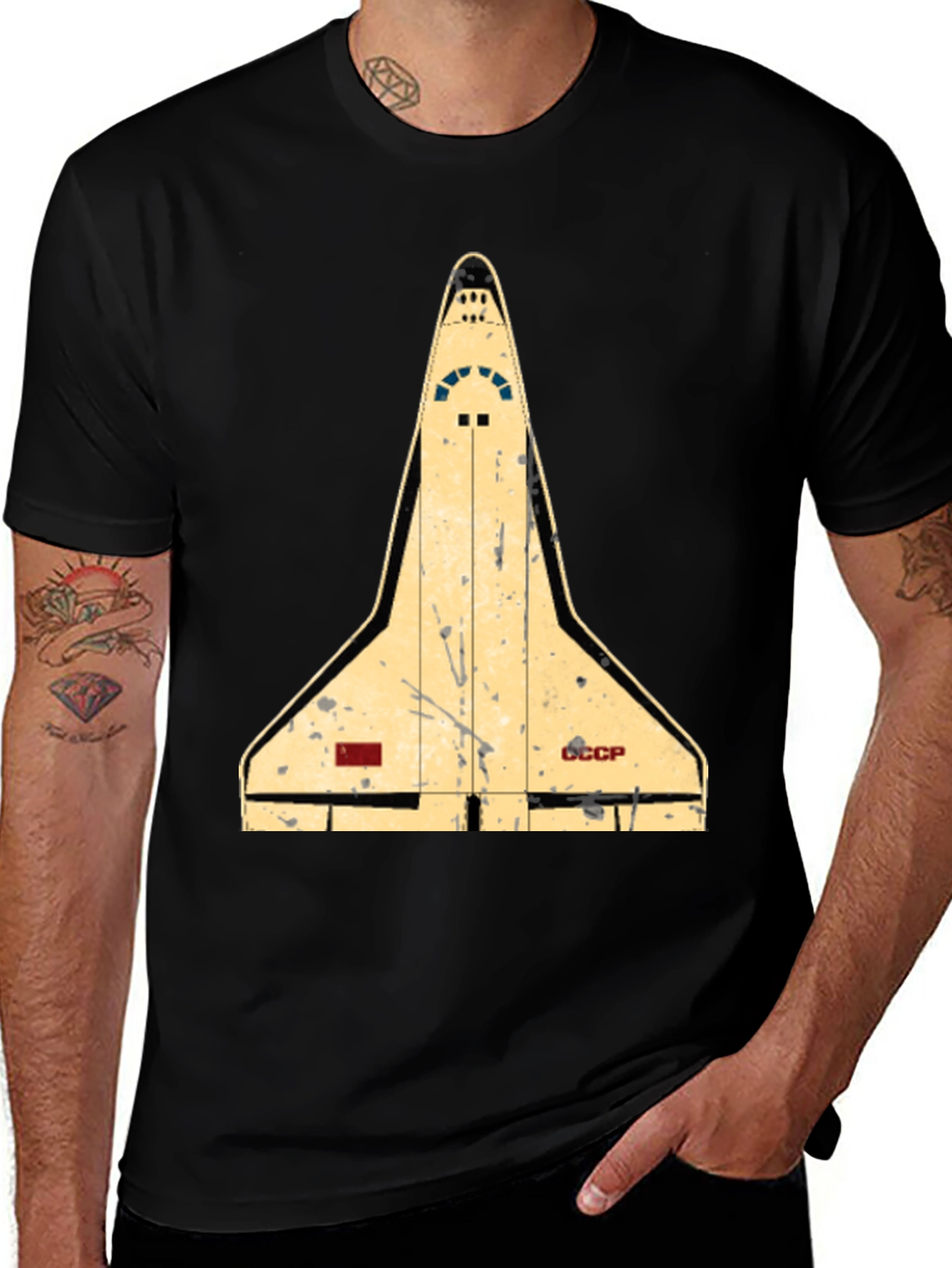 Variant 18 of Retro Space Shuttle T-Shirt - Black