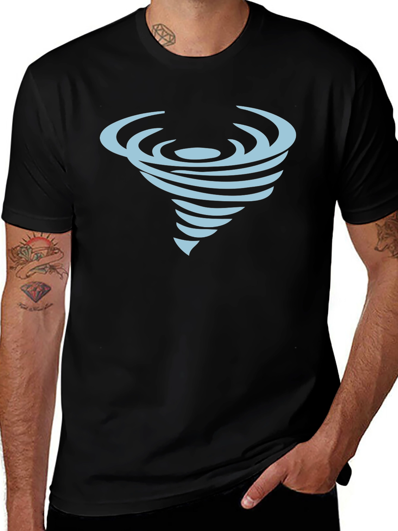 Variant 18 of Tornado Graphic Black Tee - Unique Design