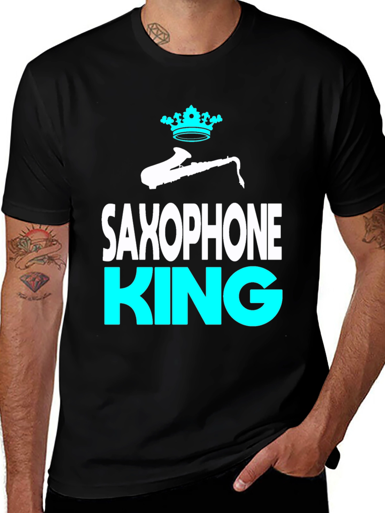 Variant 10 of Saxophone King Graphic Tee - Music Lover T-Shirt
