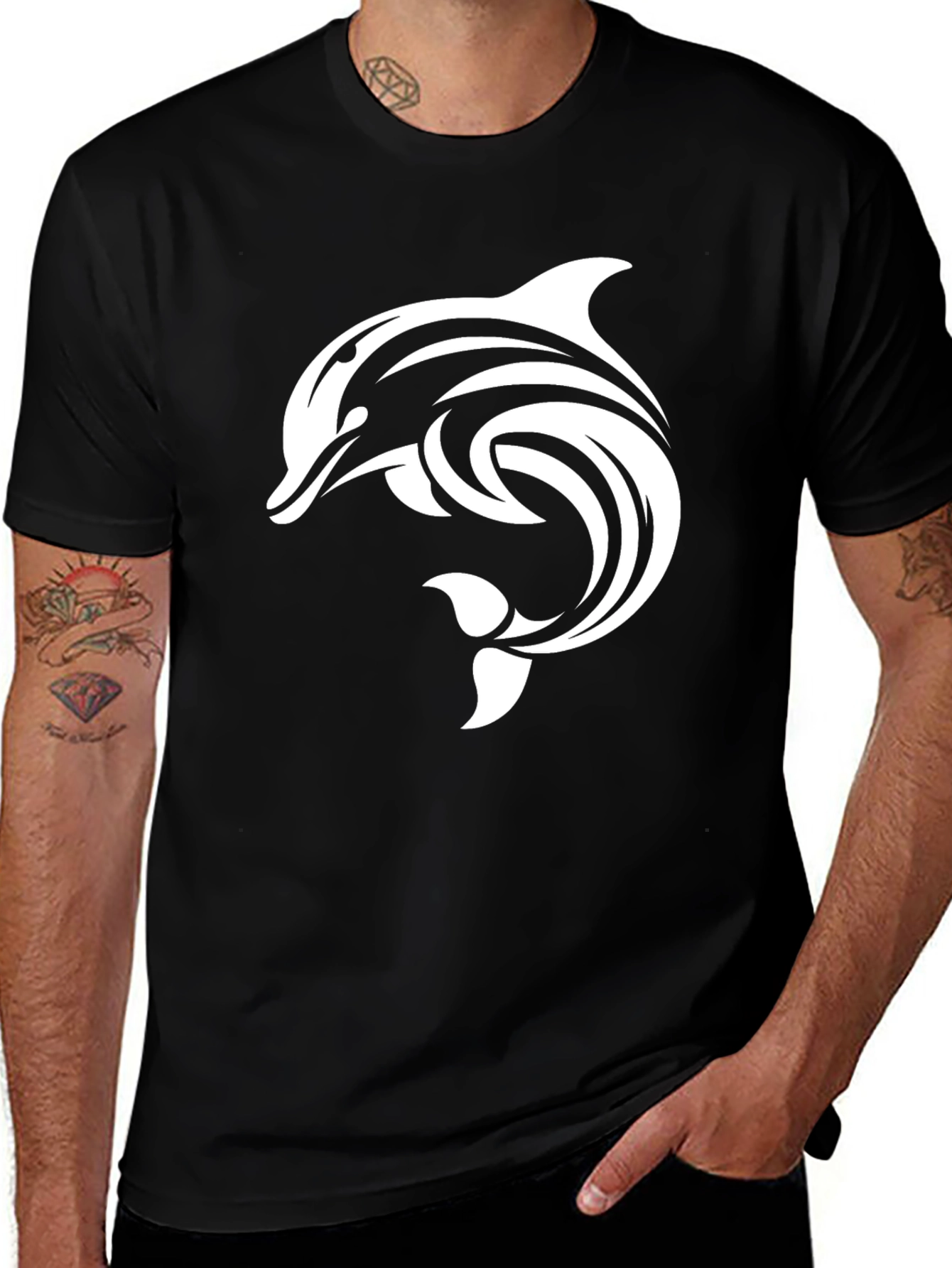 Variant 19 of Black T-Shirt with Dolphin Graphic