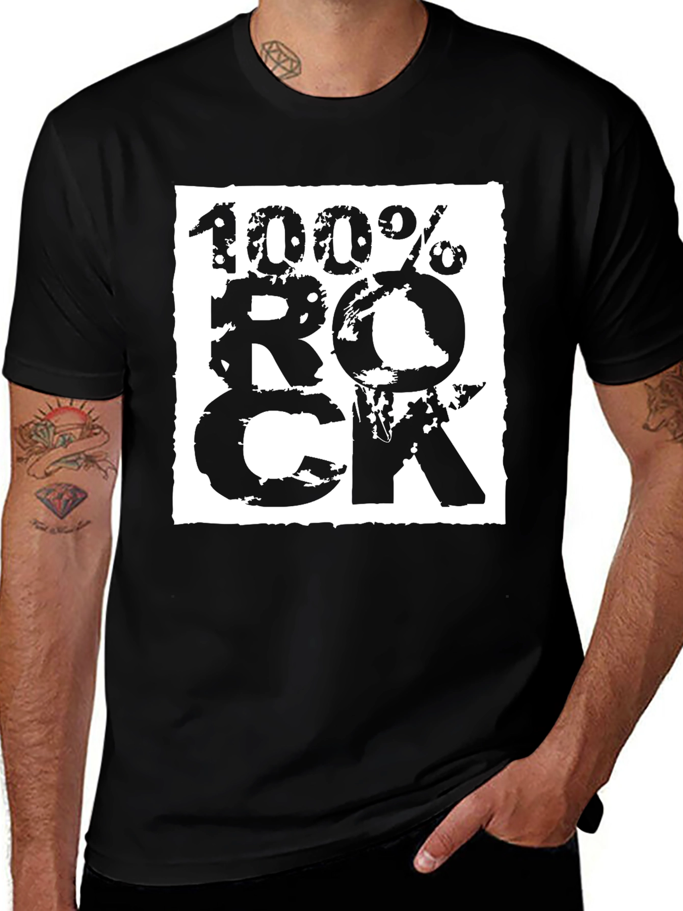 Variant 15 of 100% Rock Graphic Print Black T-Shirt