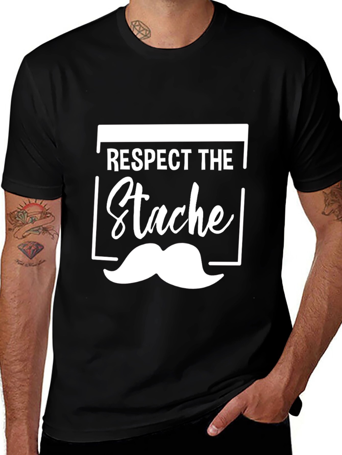 Variant 11 of Respect the Stache Black Graphic Tee
