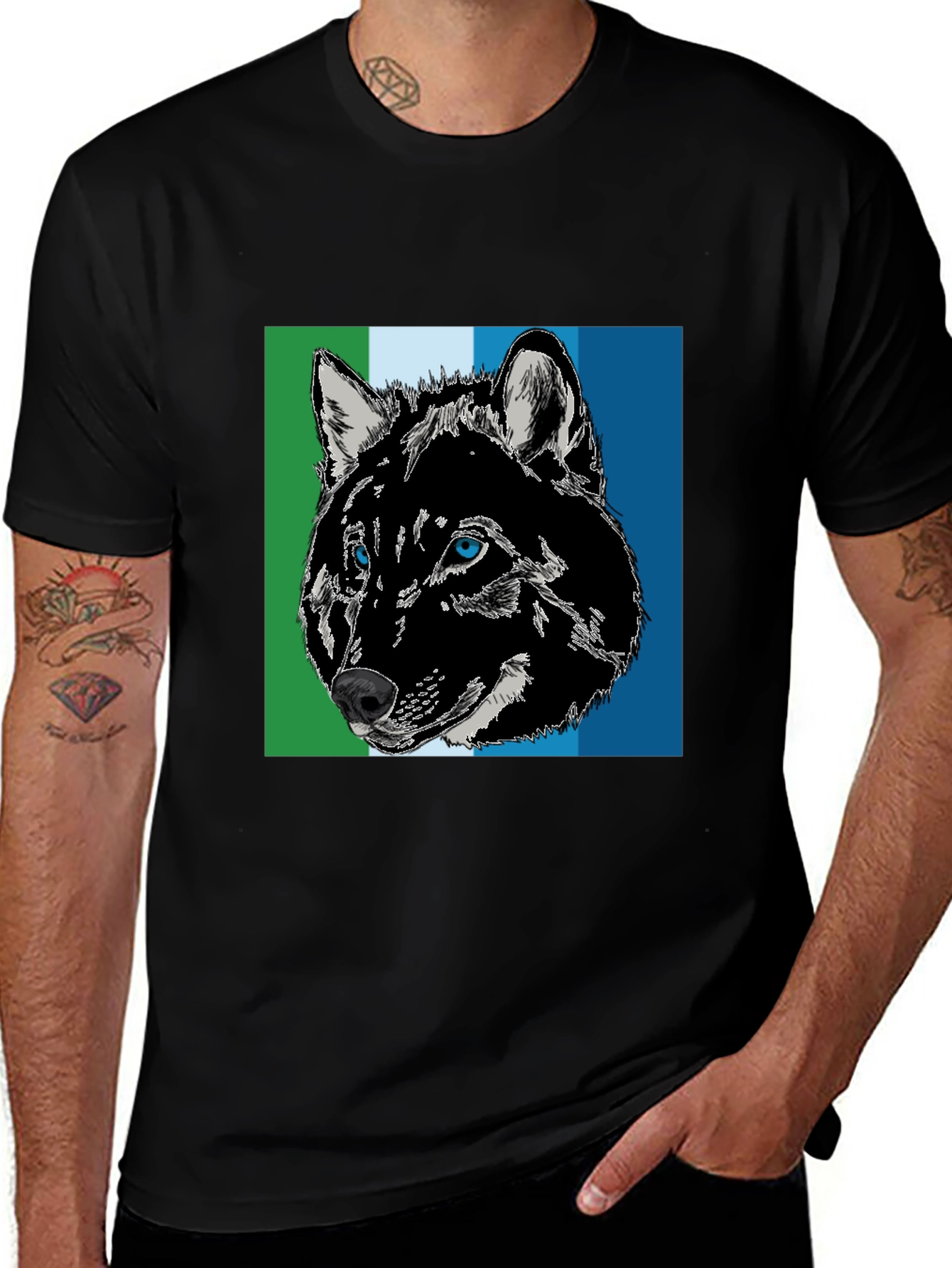 Variant 15 of Wolf Graphic Print Black T-Shirt