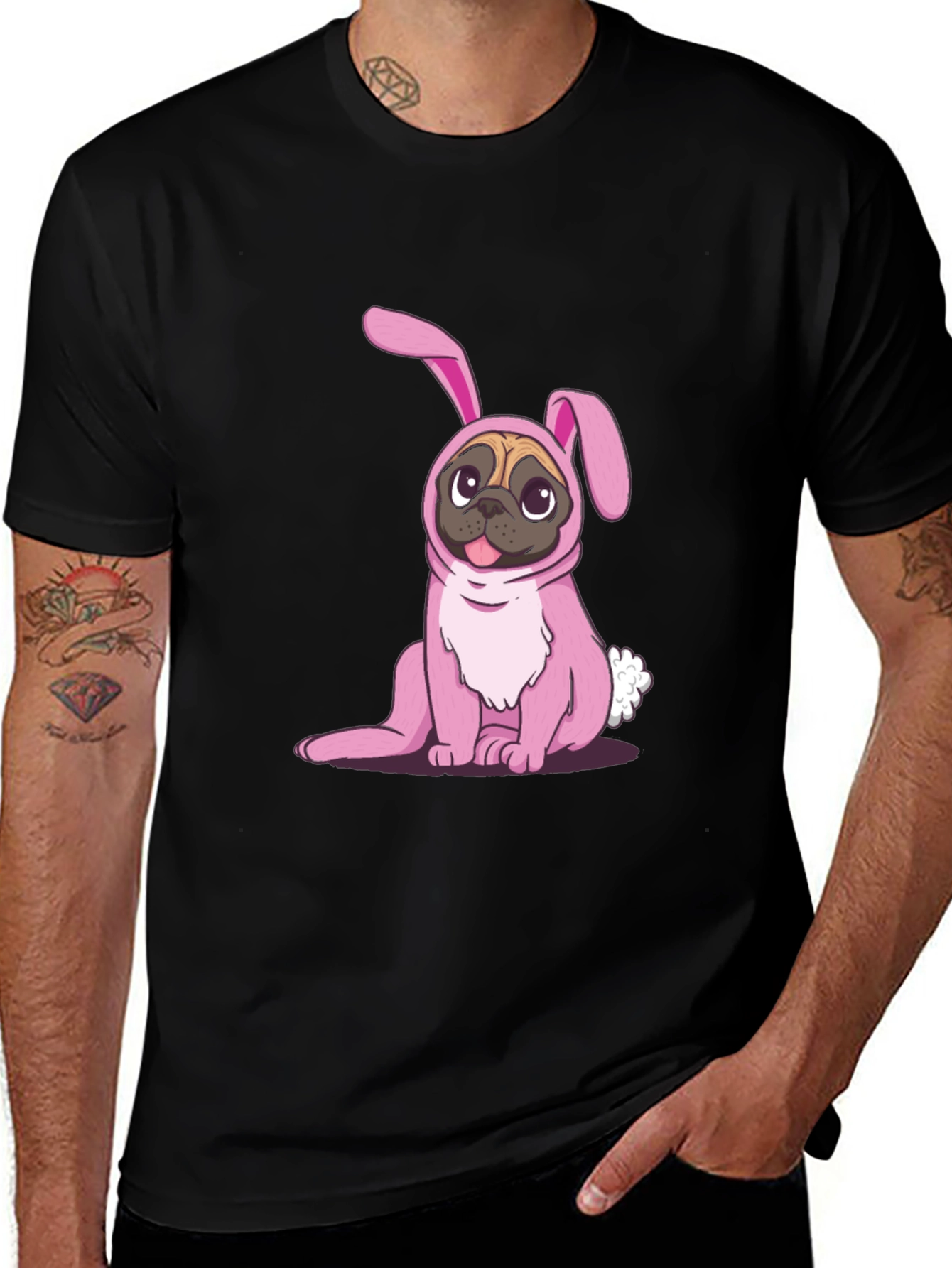 Variant 22 of Pug Bunny Costume T-Shirt - Easter Fun