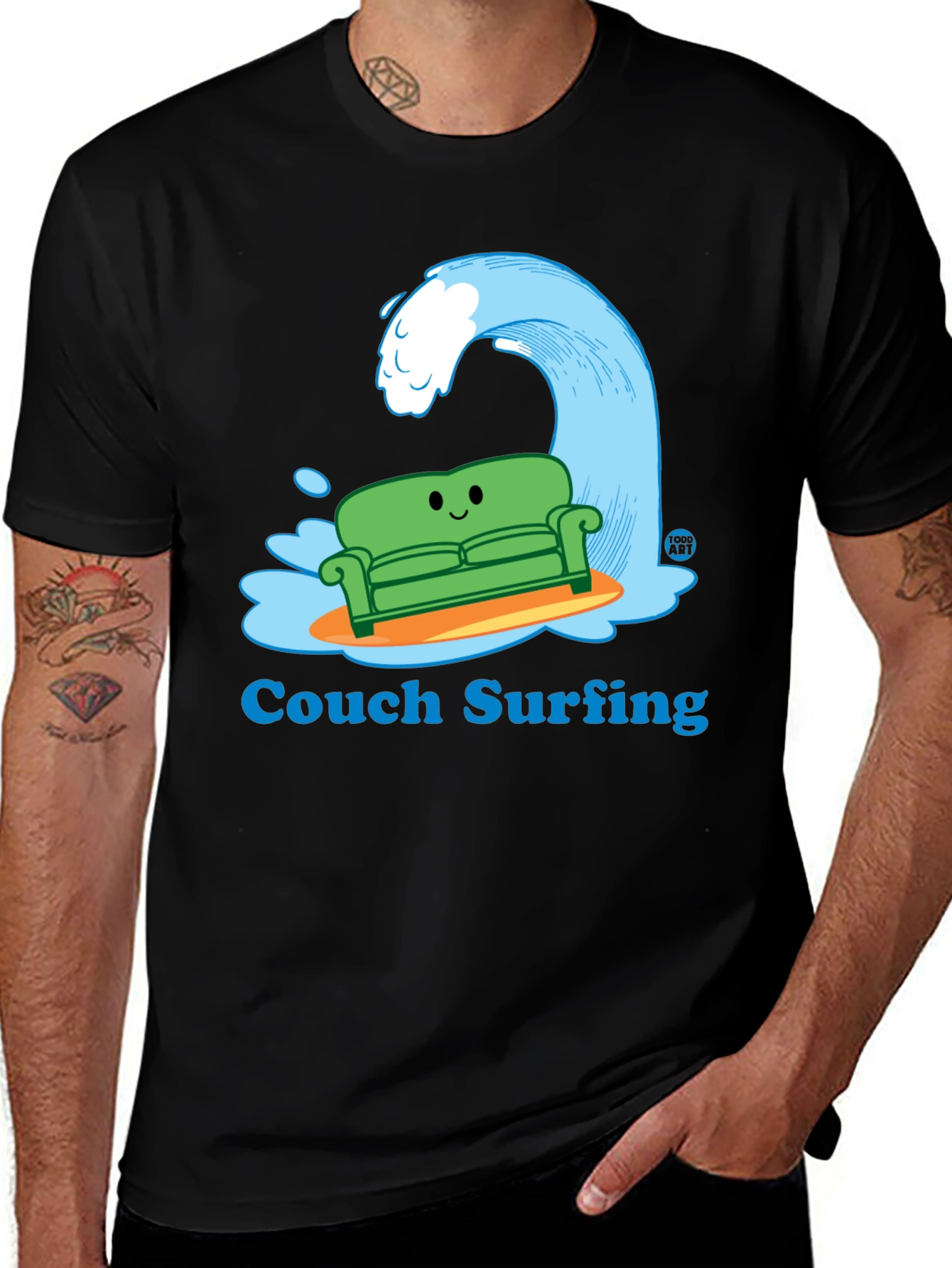 Variant 22 of Couch Surfing Graphic T-Shirt - Black