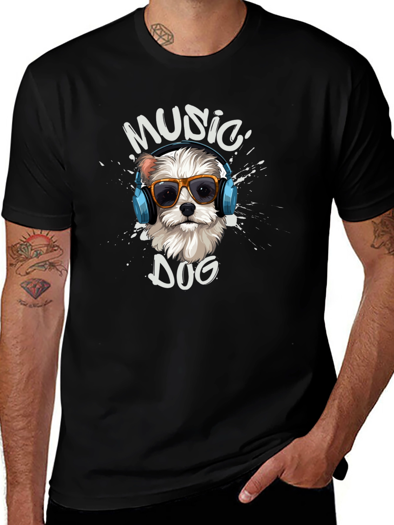 Variant 5 of Music Dog T-Shirt - Trendy Graphic Tee