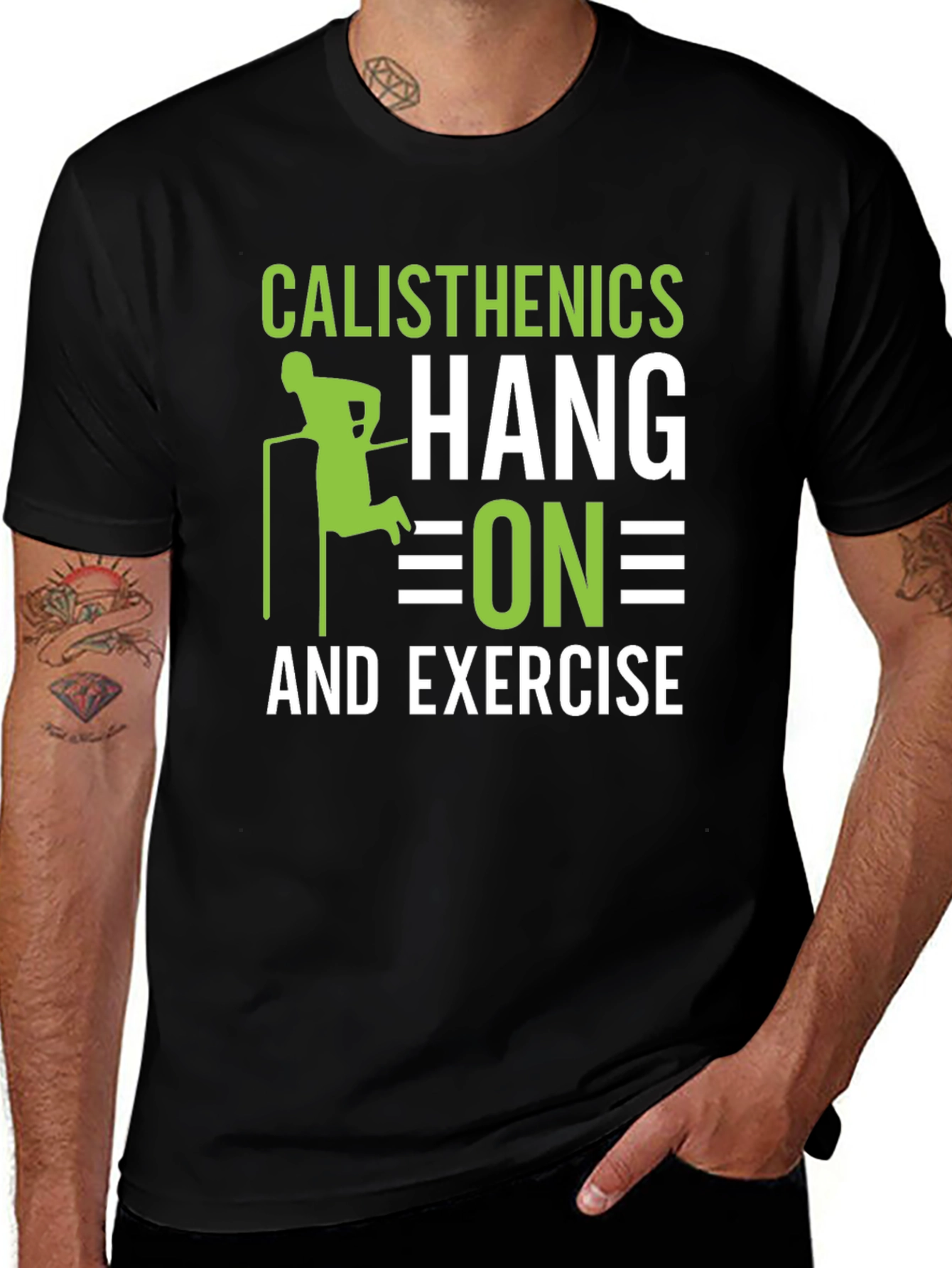 Variant 5 of Calisthenics Hang On and Exercise Black T-Shirt