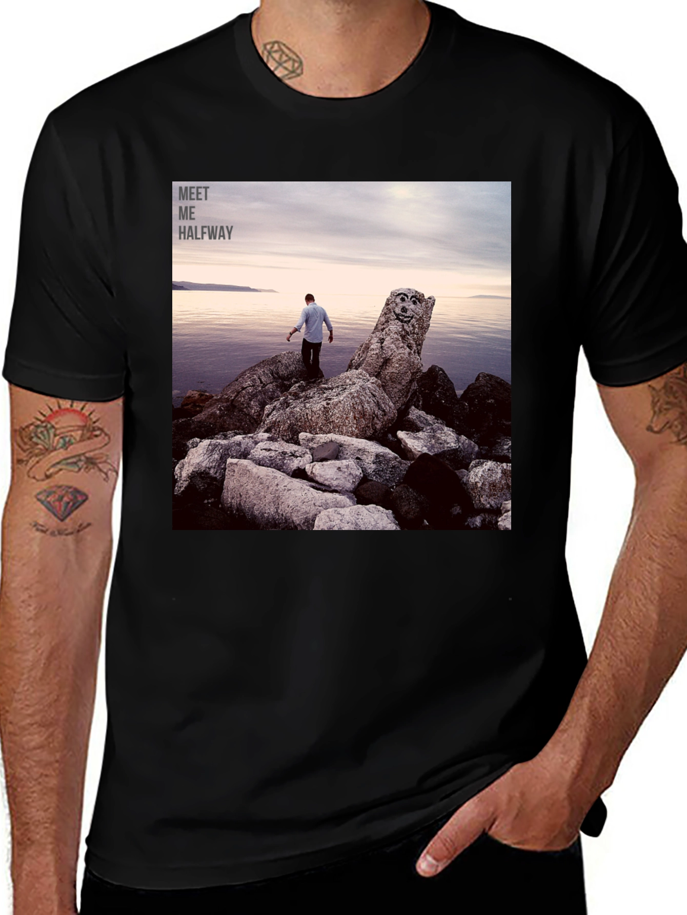 Variant 20 of Meet Me Halfway Graphic Tee - Black Cotton Blend