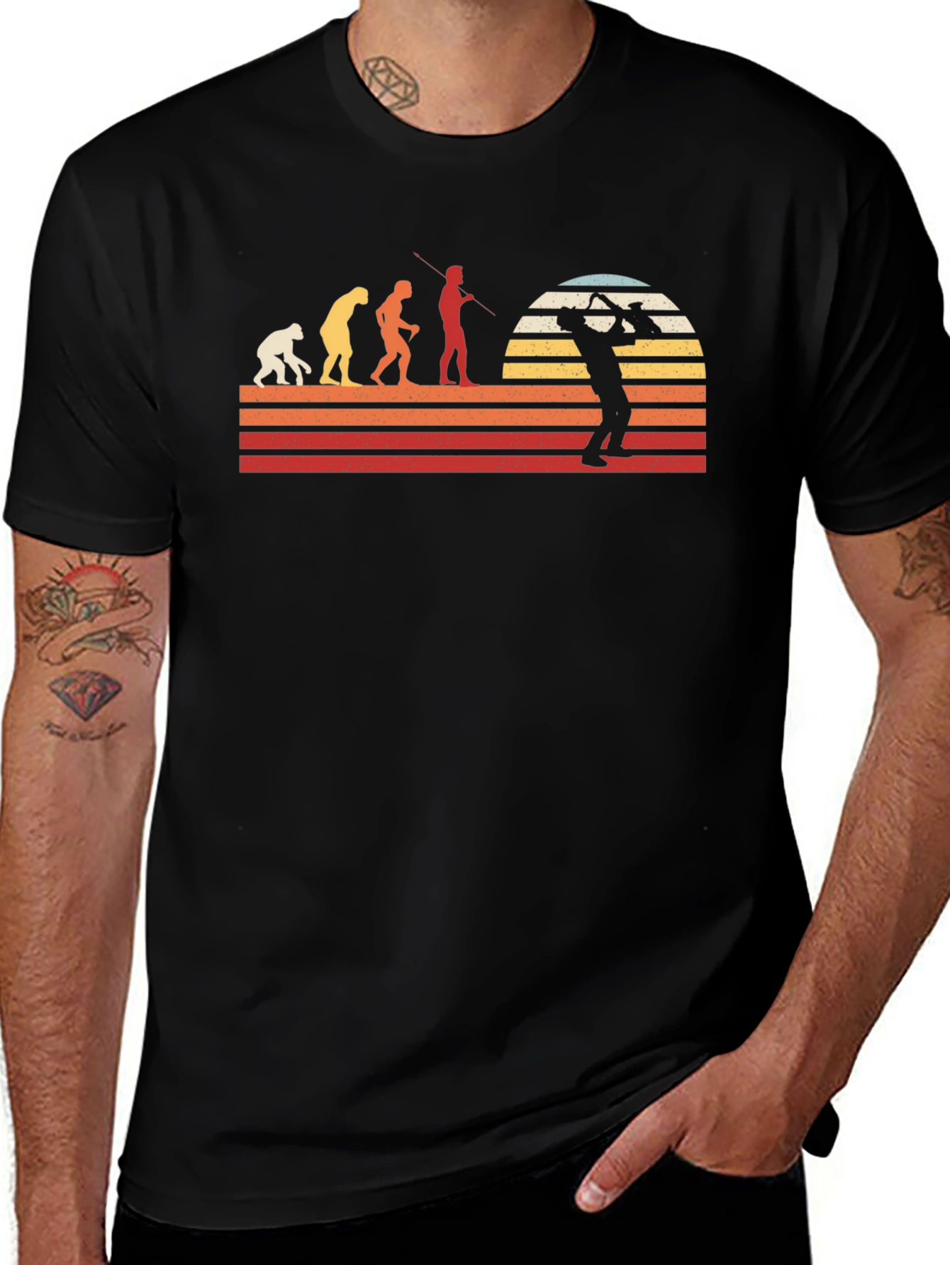 Variant 16 of Evolution of Tuba Player Black T-Shirt