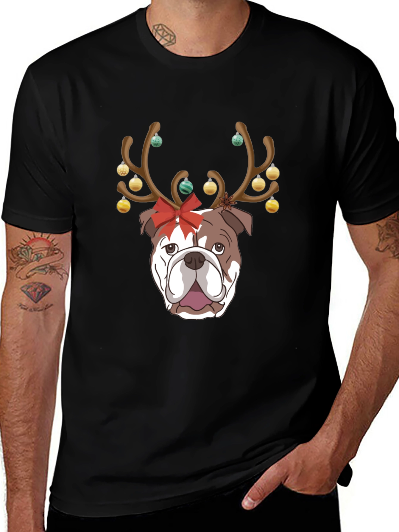 Festive Bulldog Christmas T-Shirt