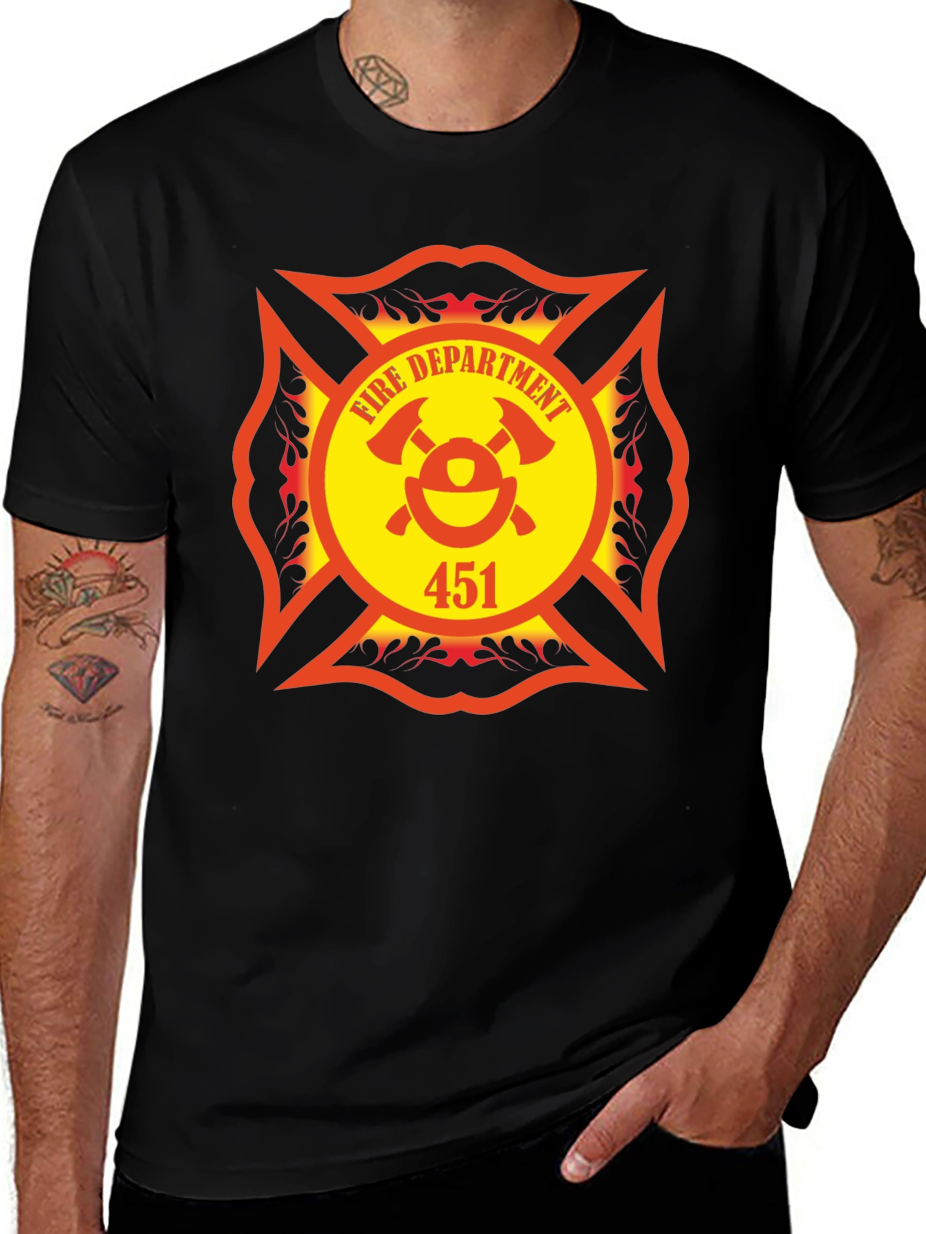 Fire Department 451 T-Shirt - Maltese Cross Design