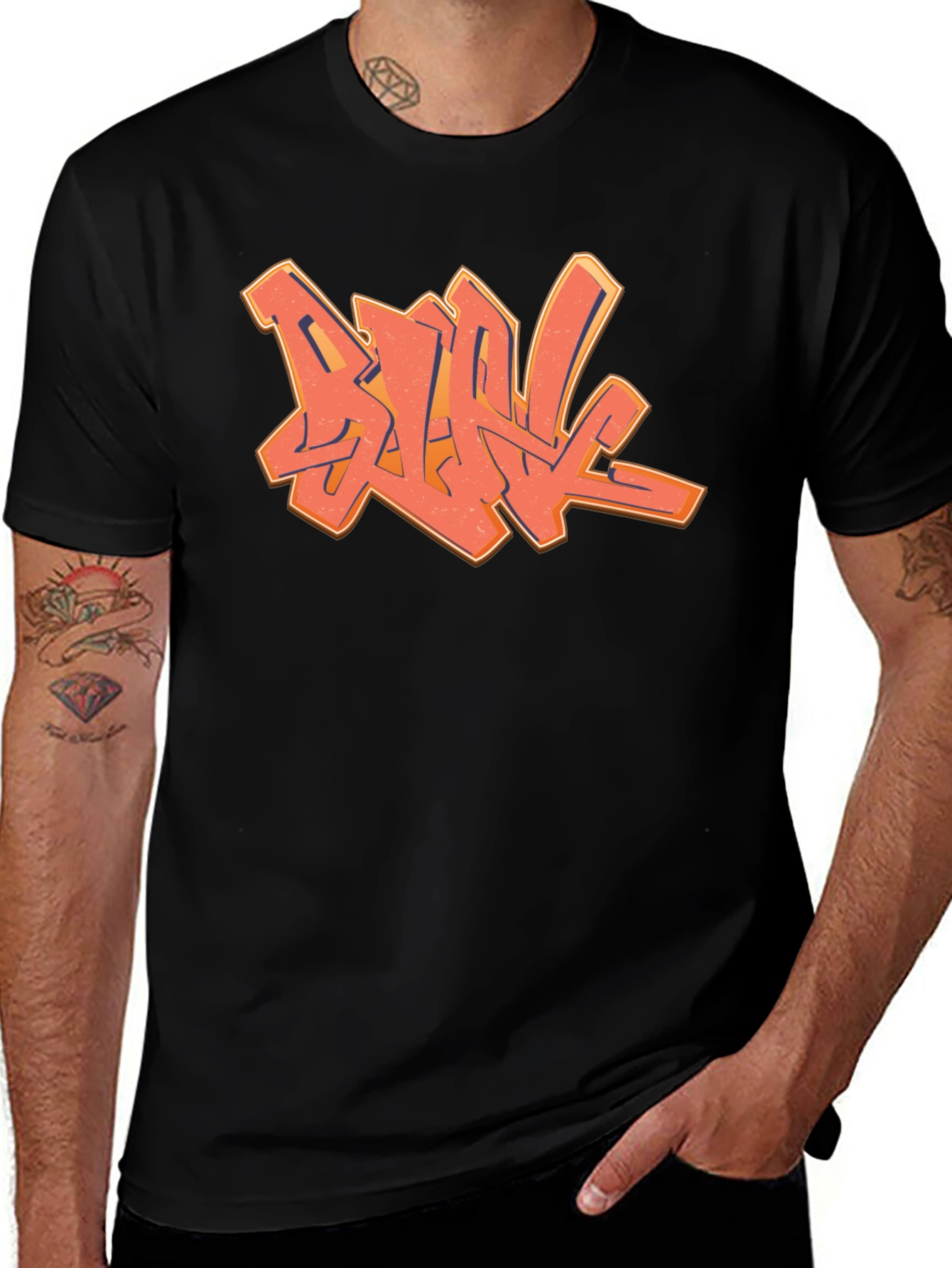 Variant 26 of Cool Graffiti Design Black T-Shirt