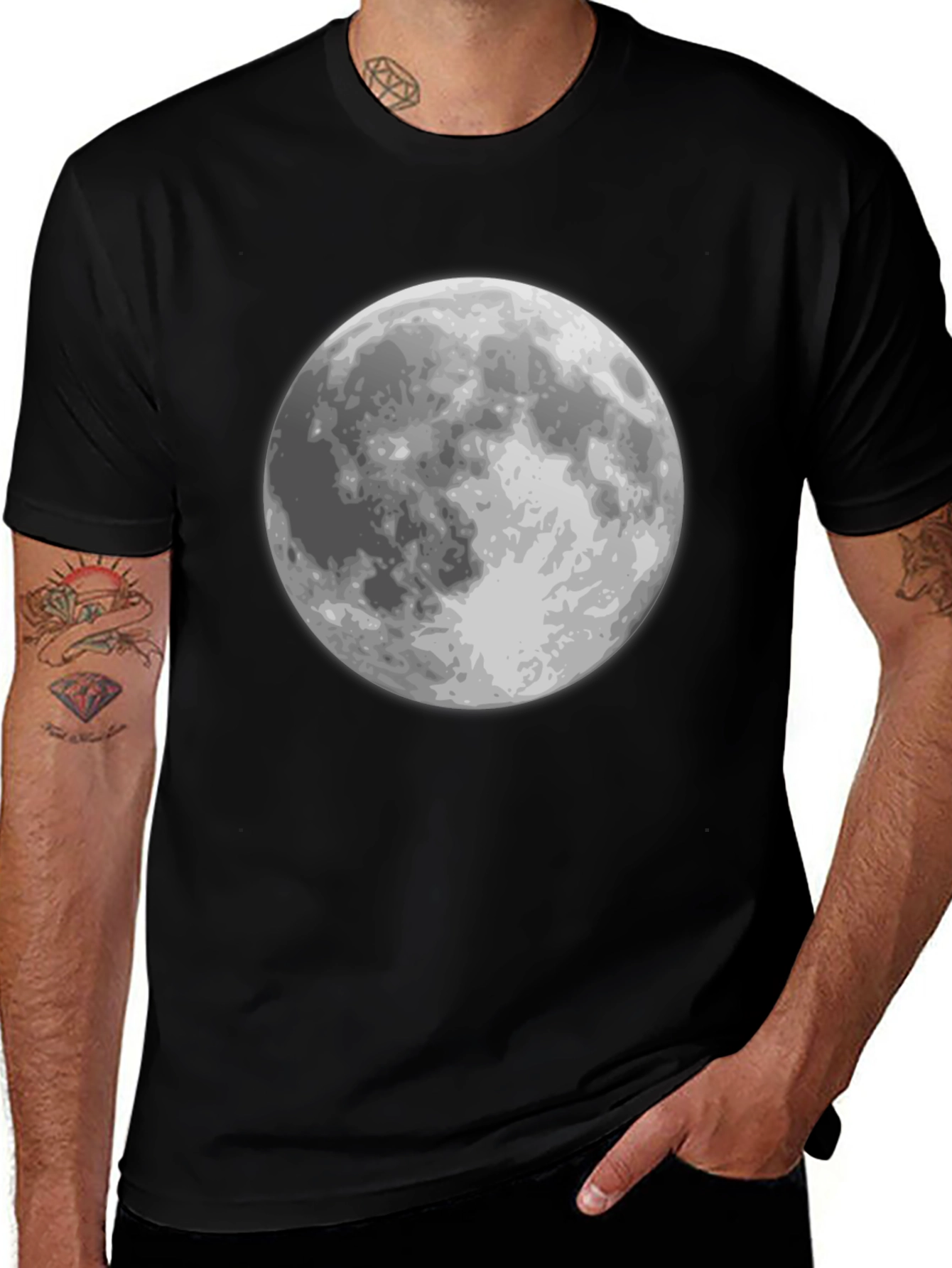 Variant 8 of Moon Print Black T-Shirt