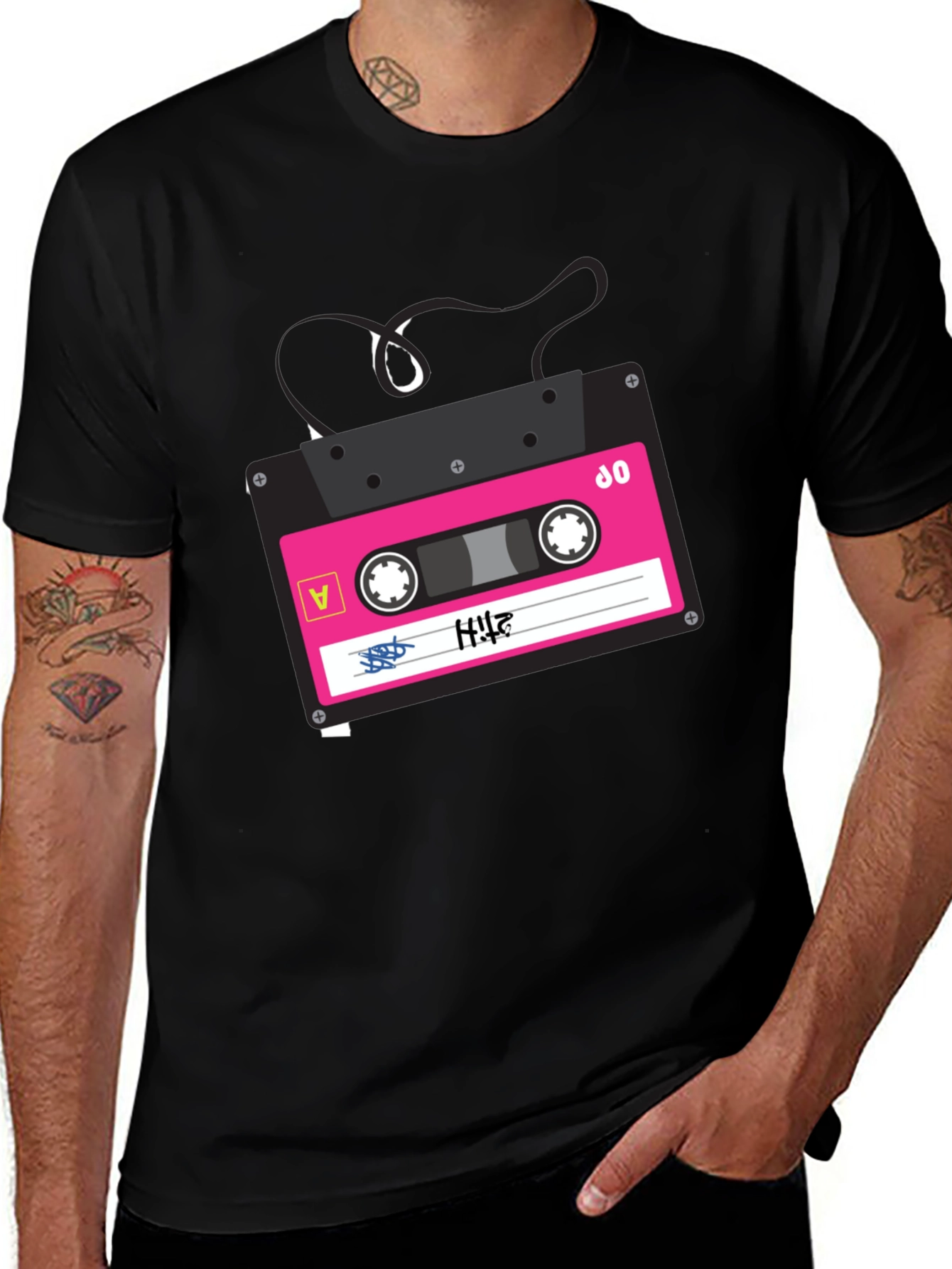 Variant 28 of Retro Cassette Tape Graphic T-Shirt - Black