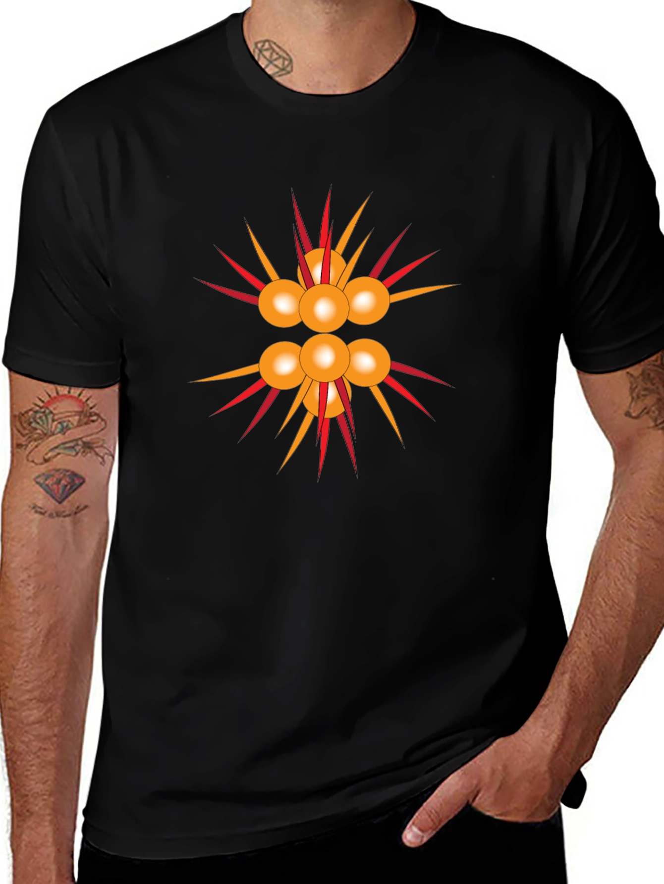 Black Atom Sphere Graphic Black T-Shirt main image