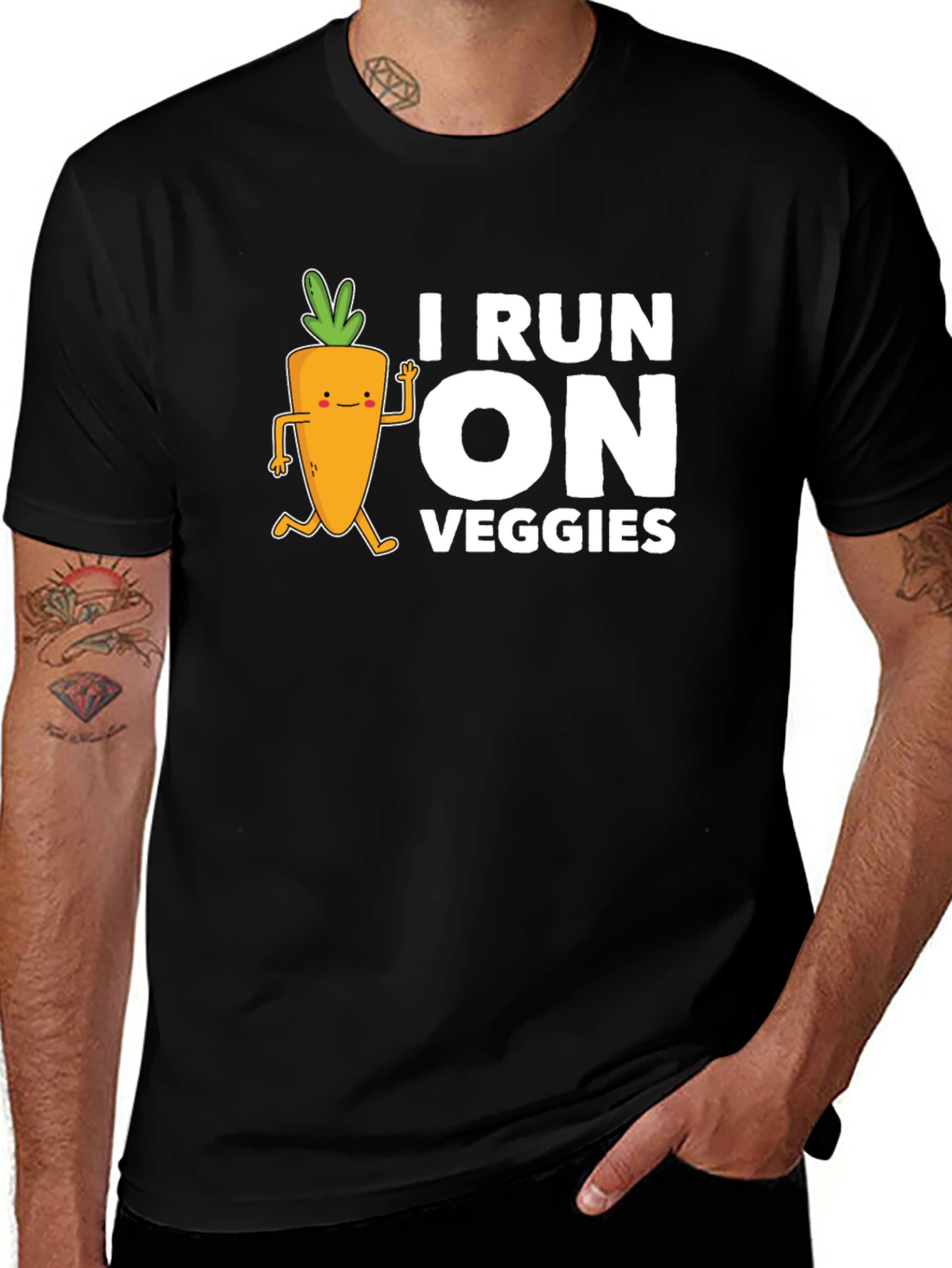 Variant 20 of I Run On Veggies T-Shirt - Black