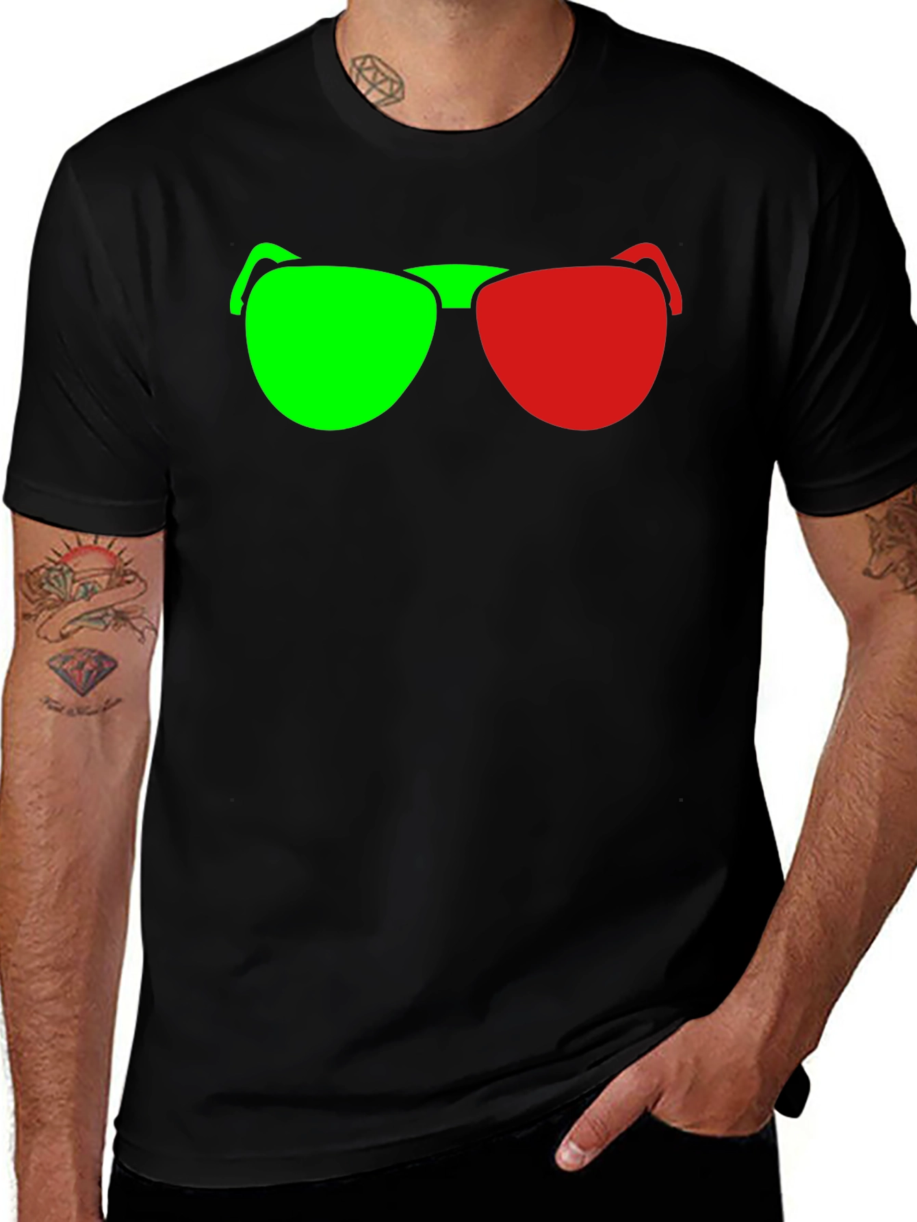 Variant 3 of Novelty Colorblind Glasses Graphic Tee - Unique Style