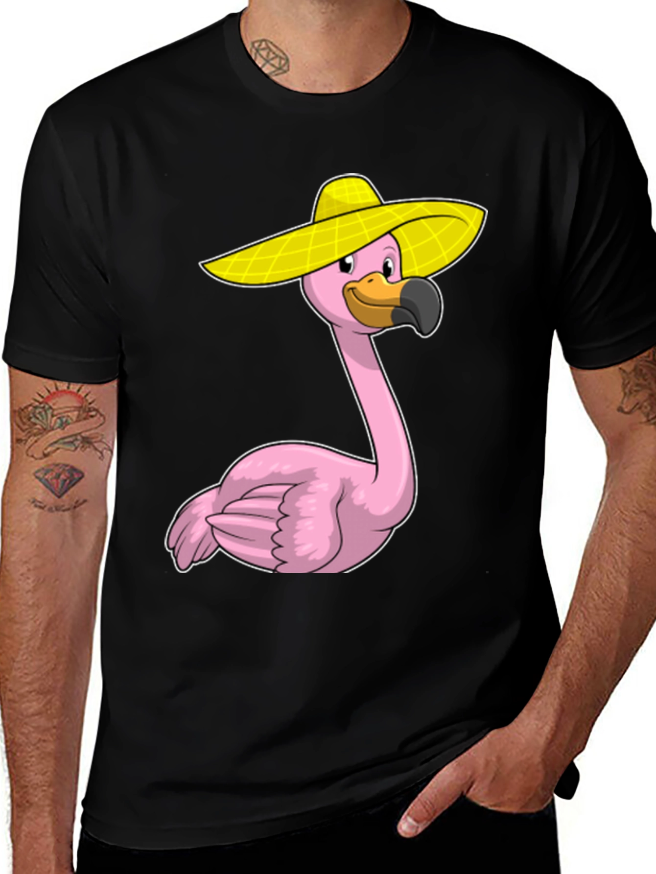 Variant 3 of Flamingo in Sombrero Graphic Tee - Quirky & Fun!